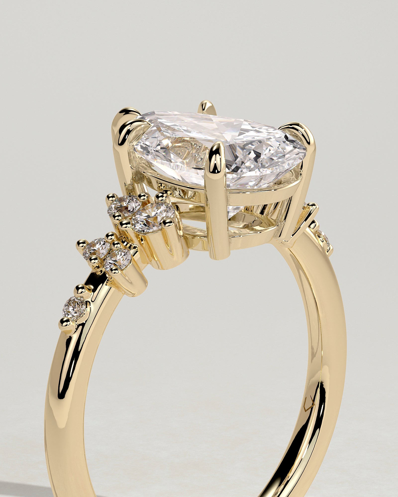 2.0CT Pear Cut Lab Grown Diamond Cluster Engagement Ring