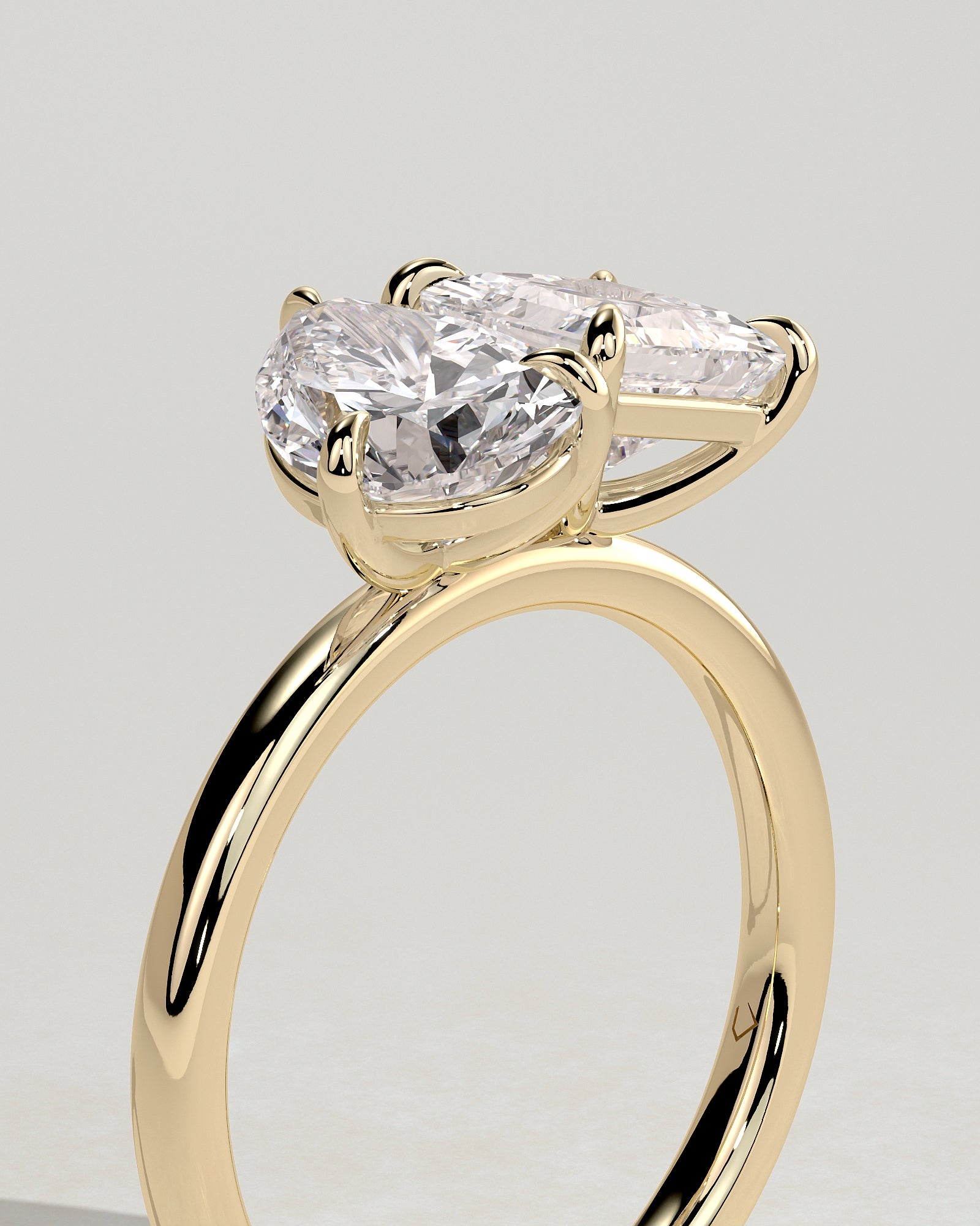 1.65CT Pear & 1.65CT Princess Lab Grown Diamond Toi et Moi Engagement Ring
