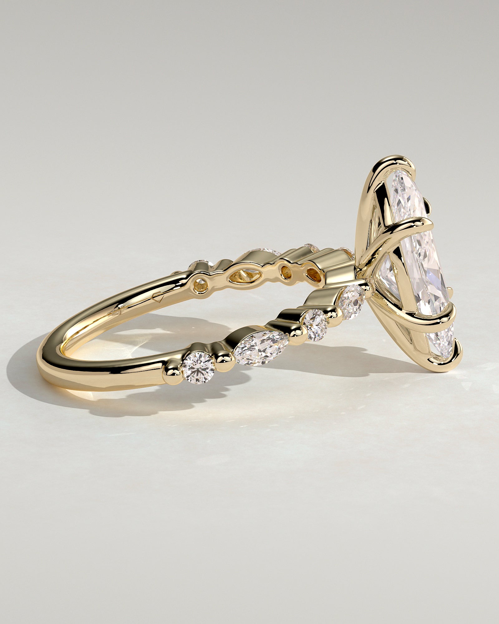 2.0CT Marquise Lab Grown Diamond Floating Bubble Pave Engagement Ring