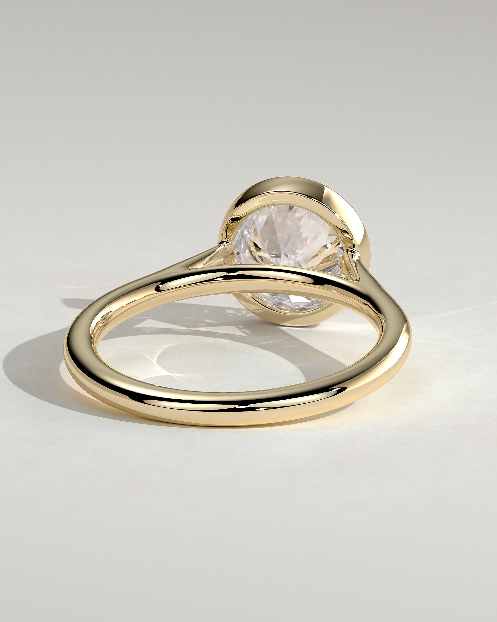 2.0CT Bezel Set Round Lab Grown Diamond Solitaire Cathedral Engagement Ring