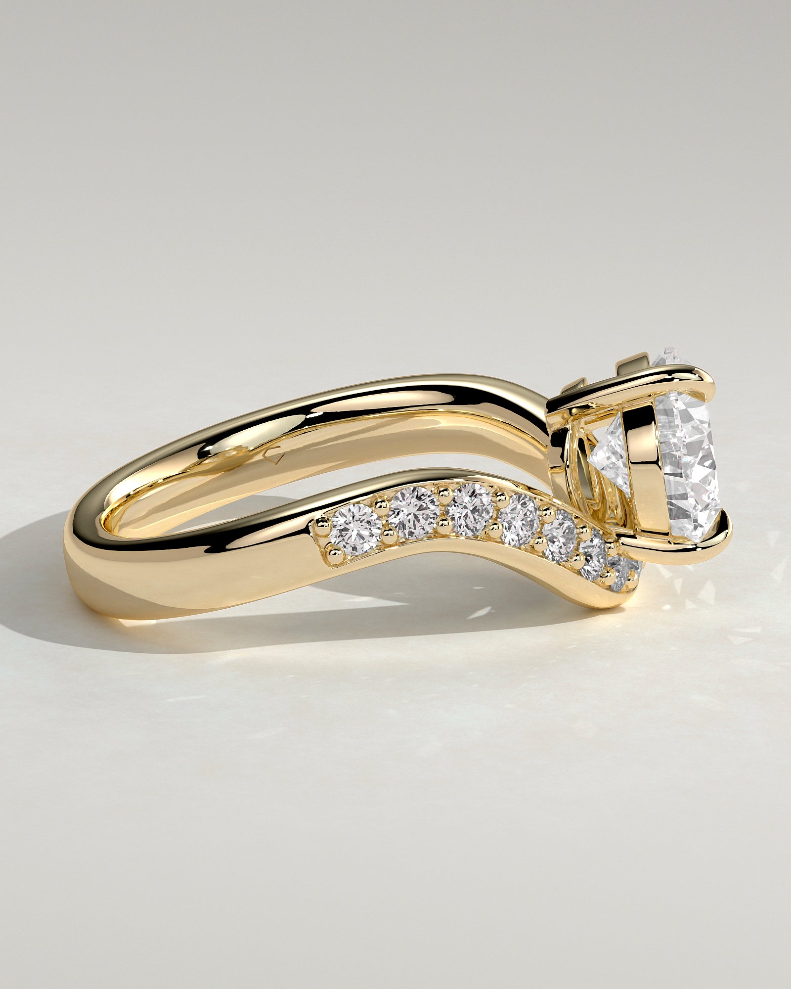 2.0CT East West Pear Lab Grown Diamond Pave Wave Band Engagement Ring