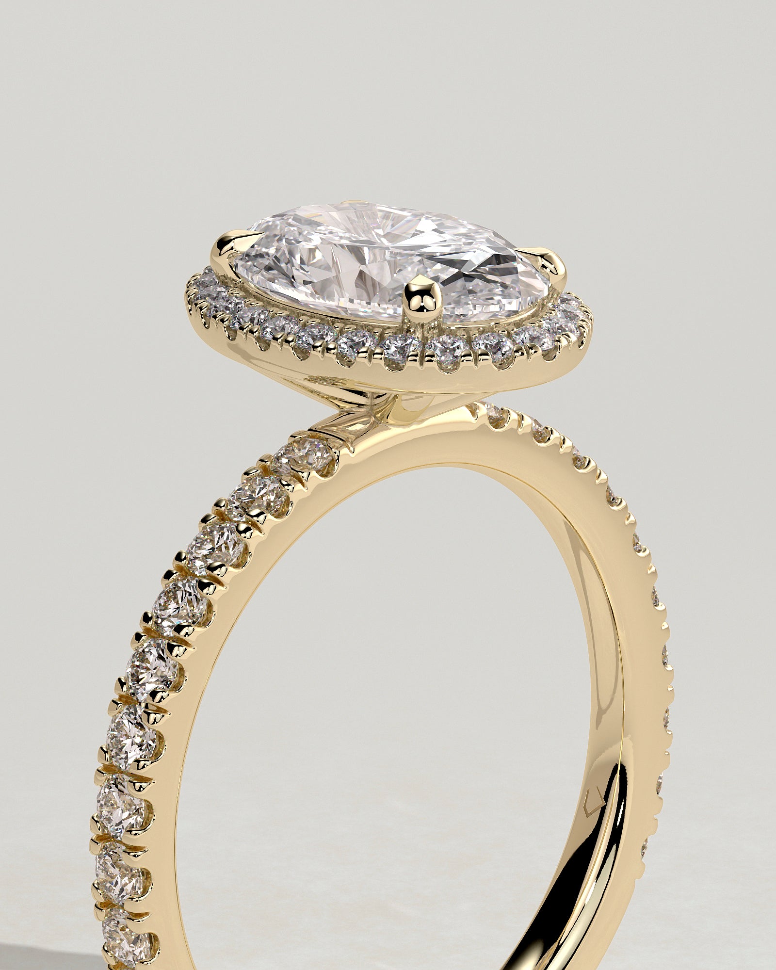 2.0CT Oval Lab Grown Diamond Halo Pave Engagement Ring