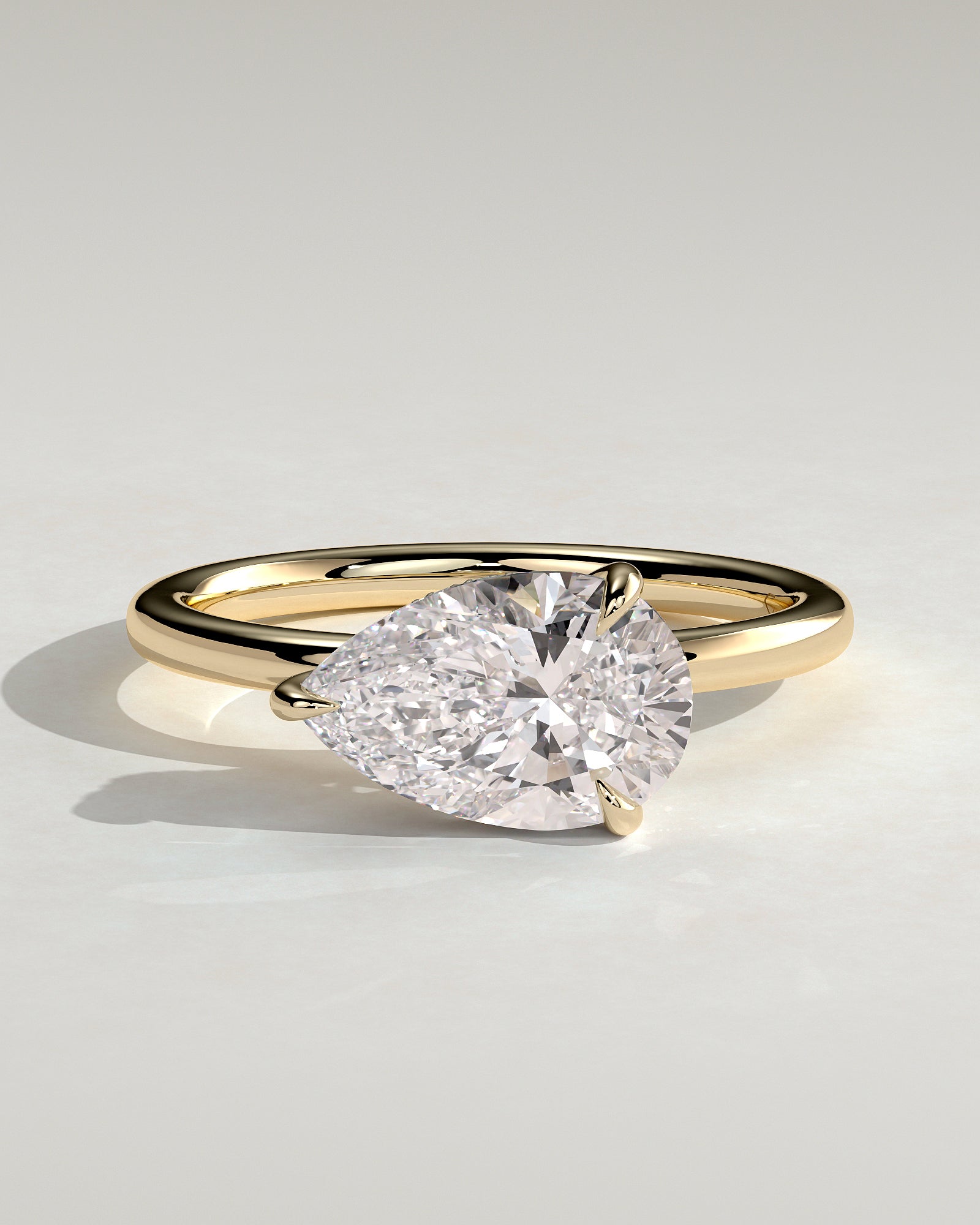 2.0CT East West Pear Lab Grown Diamond Hidden Halo Solitaire Engagement Ring