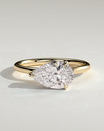 2.0CT East West Pear Lab Grown Diamond Hidden Halo Solitaire Engagement Ring