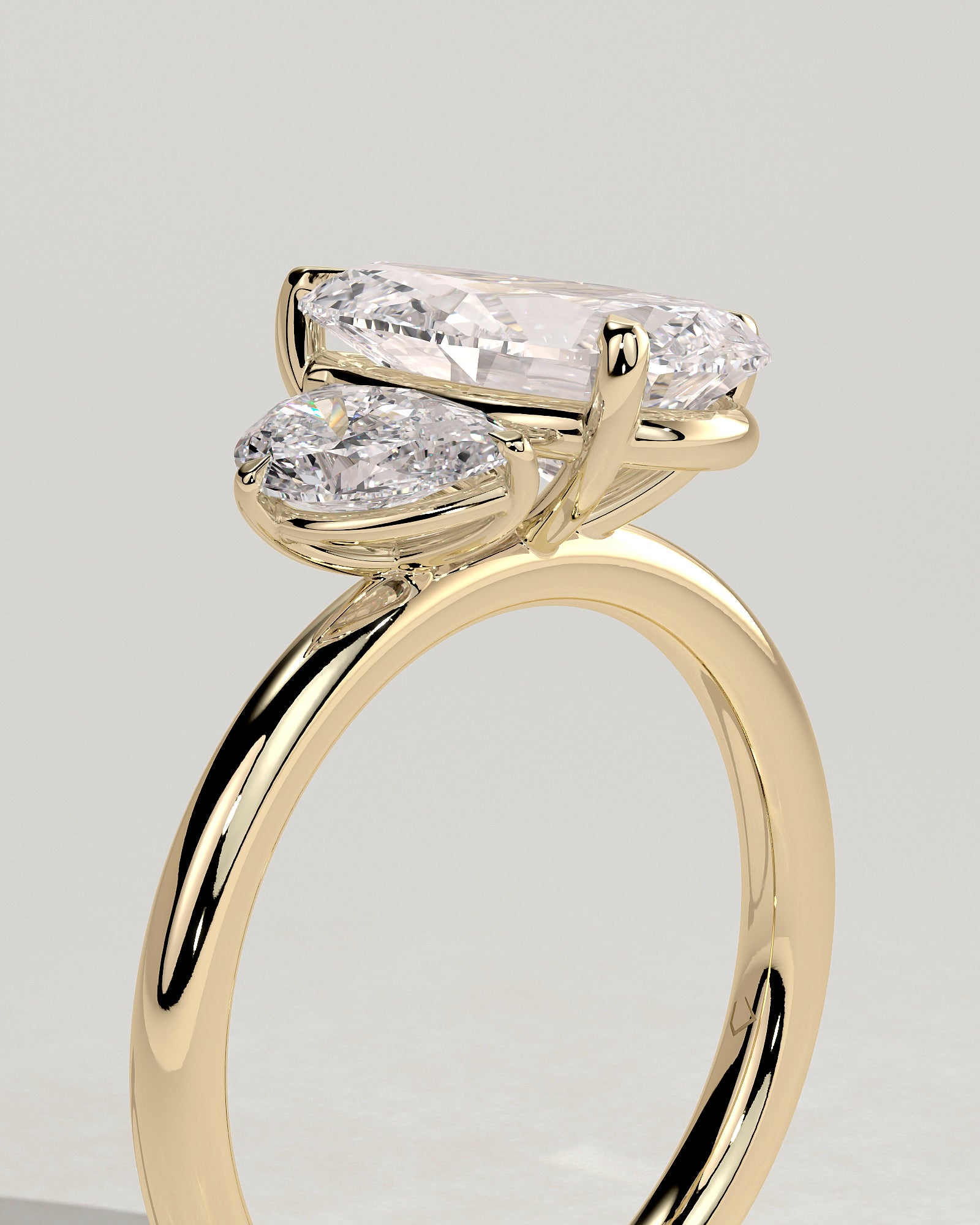0.50CT Pear & 2.25CT Pear Lab Grown Diamond Toi et Moi Engagement Ring