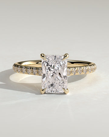 2.0CT Radiant Lab Grown Diamond Hidden Halo Cathedral Pave Engagement Ring