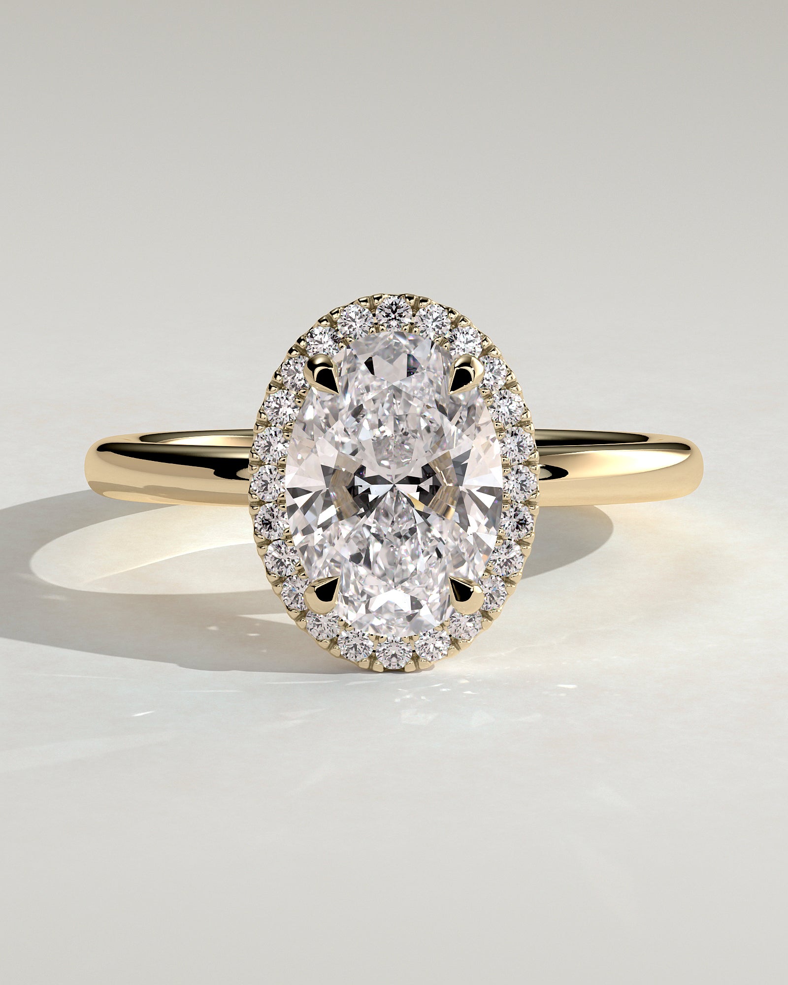 2.0CT Oval Lab Grown Diamond Halo Solitaire Engagement Ring