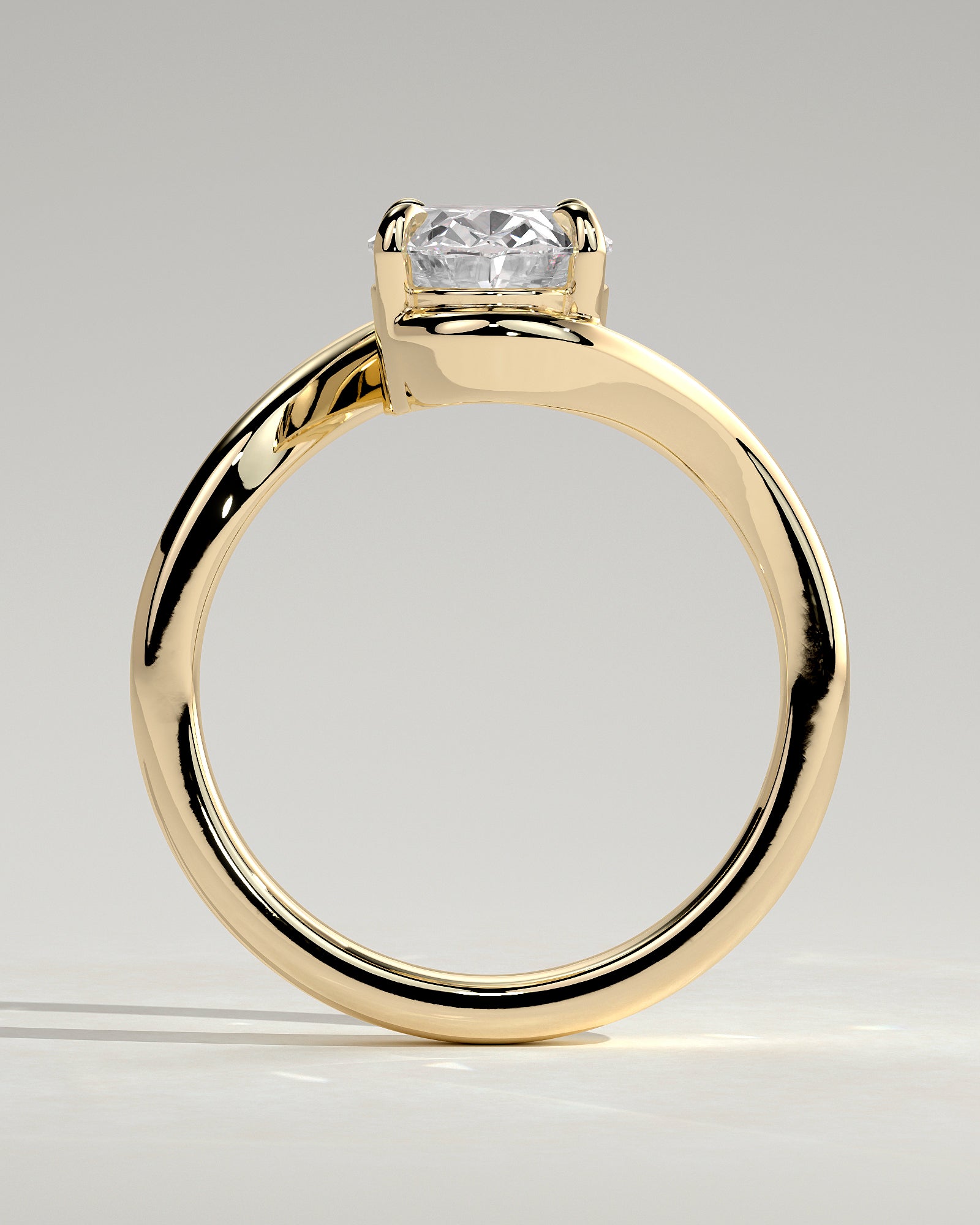 2.0CT Oval Lab Grown Diamond Solitaire Bypass Engagement Ring