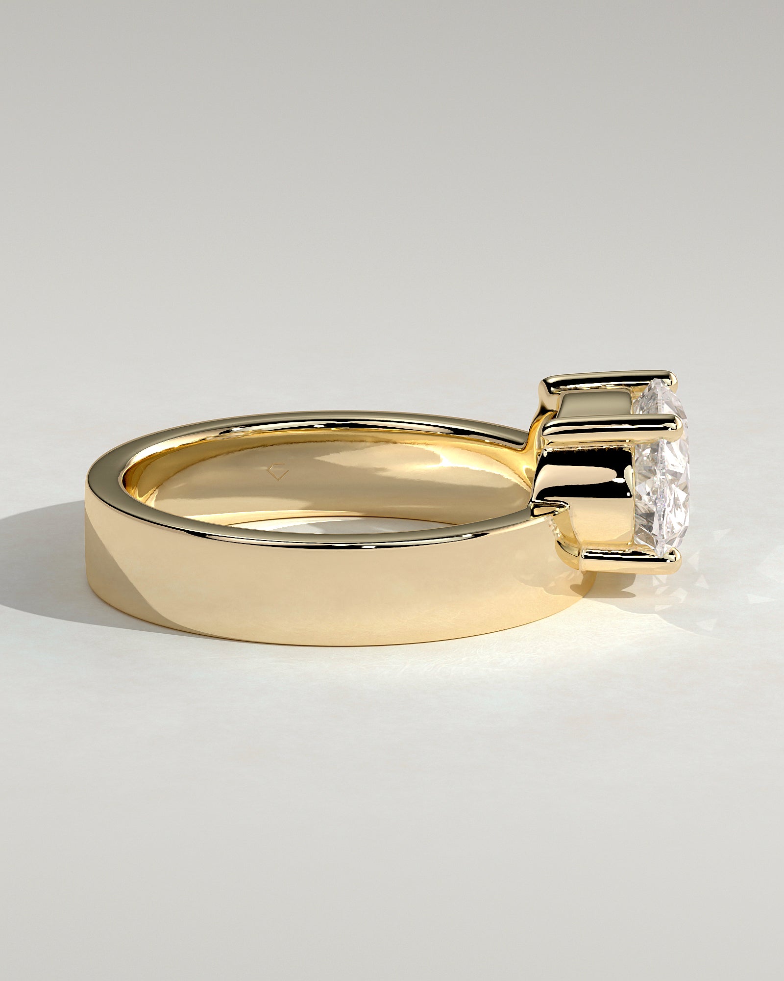 2.0CT East West Oval Lab Grown Diamond Flat Cigar Band Engagement Ring