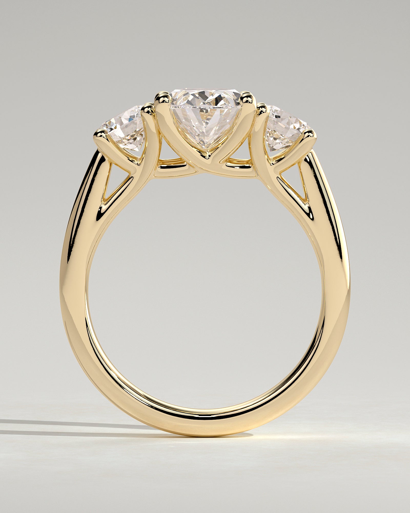 2.0CT Oval Lab Grown Diamond Open Trellis Gallery Three Stone Engagement Ring