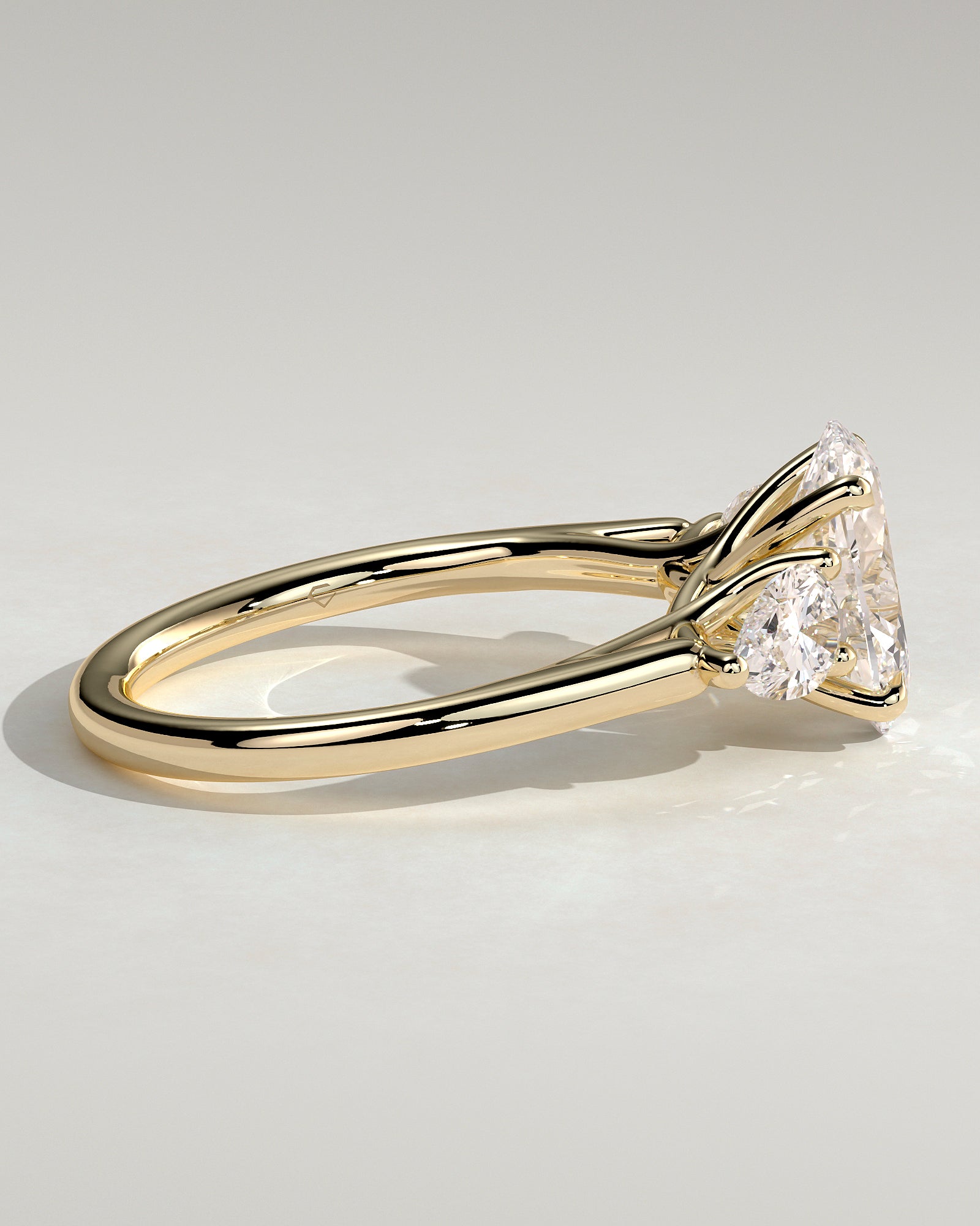 2.0CT Oval Lab Grown Diamond Open Trellis Gallery Three Stone Engagement Ring