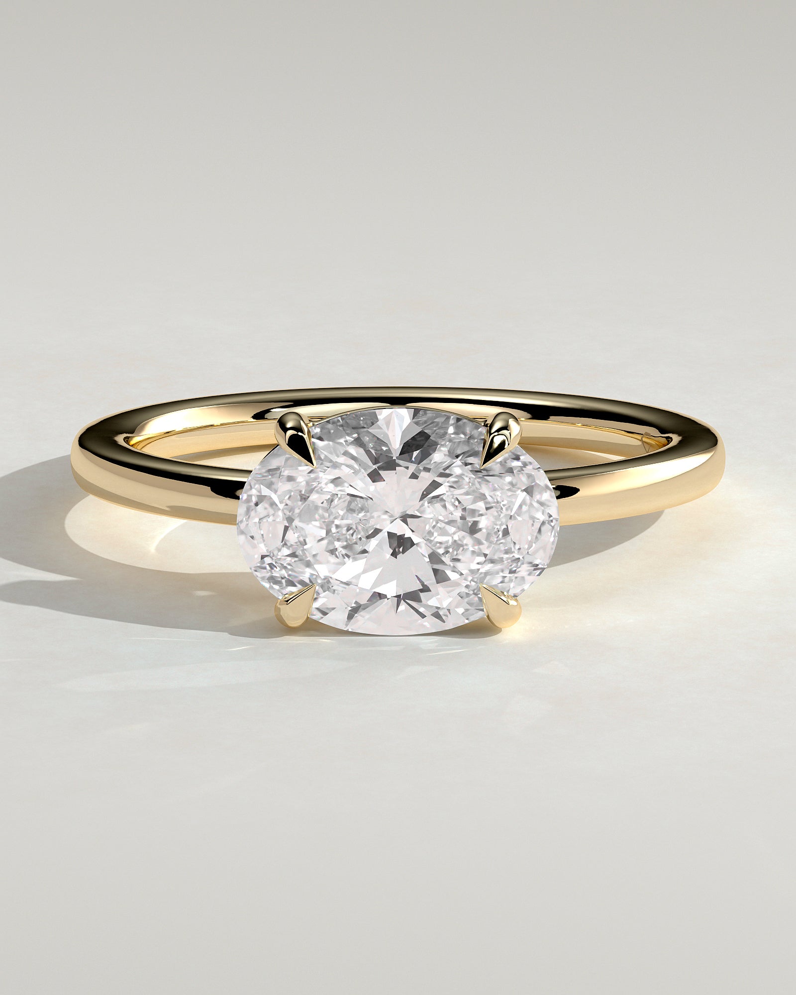 2.0CT East West Oval Lab Grown Diamond Solitaire Engagement Ring