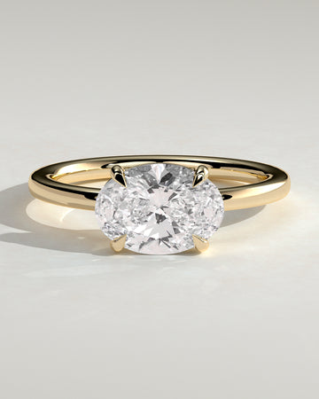 2.0CT East West Oval Lab Grown Diamond Solitaire Engagement Ring