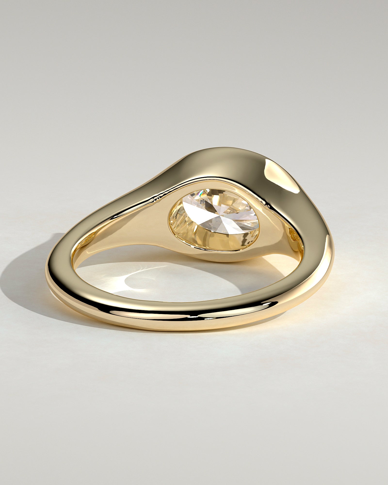 2.0CT Bezel Set East West Oval Lab Grown Diamond Signet Band Engagement Ring