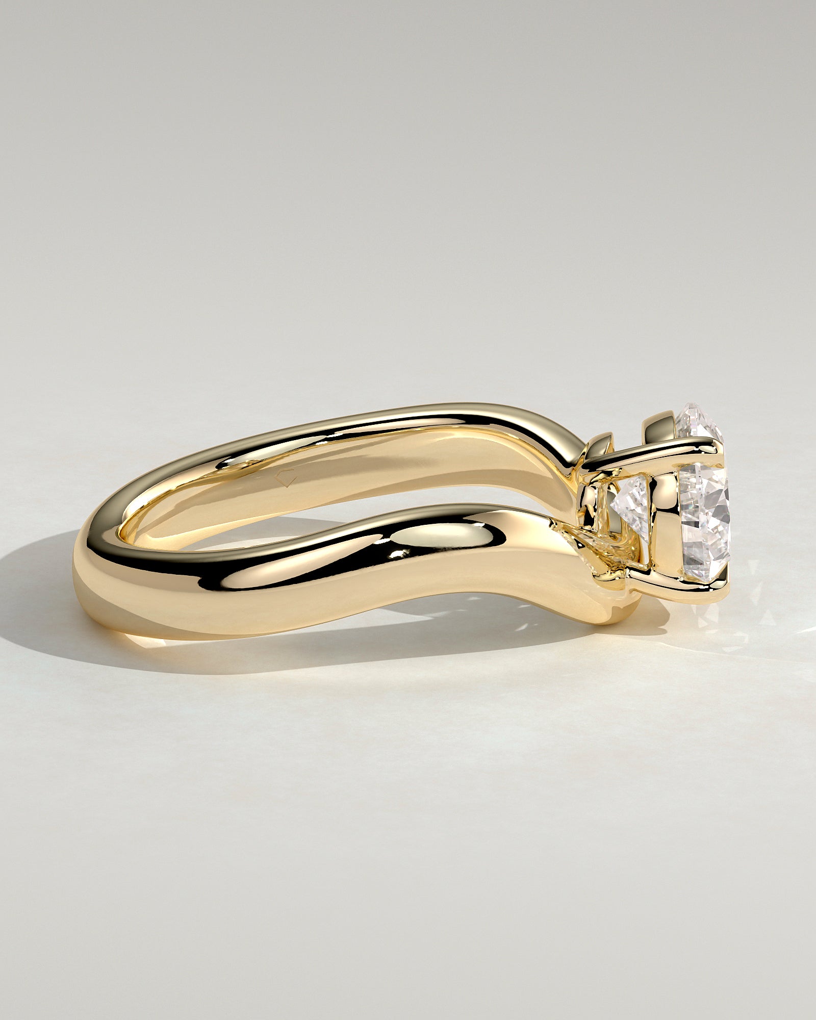 2.0CT East West Pear Lab Grown Diamond Solitaire Wave Band Engagement Ring