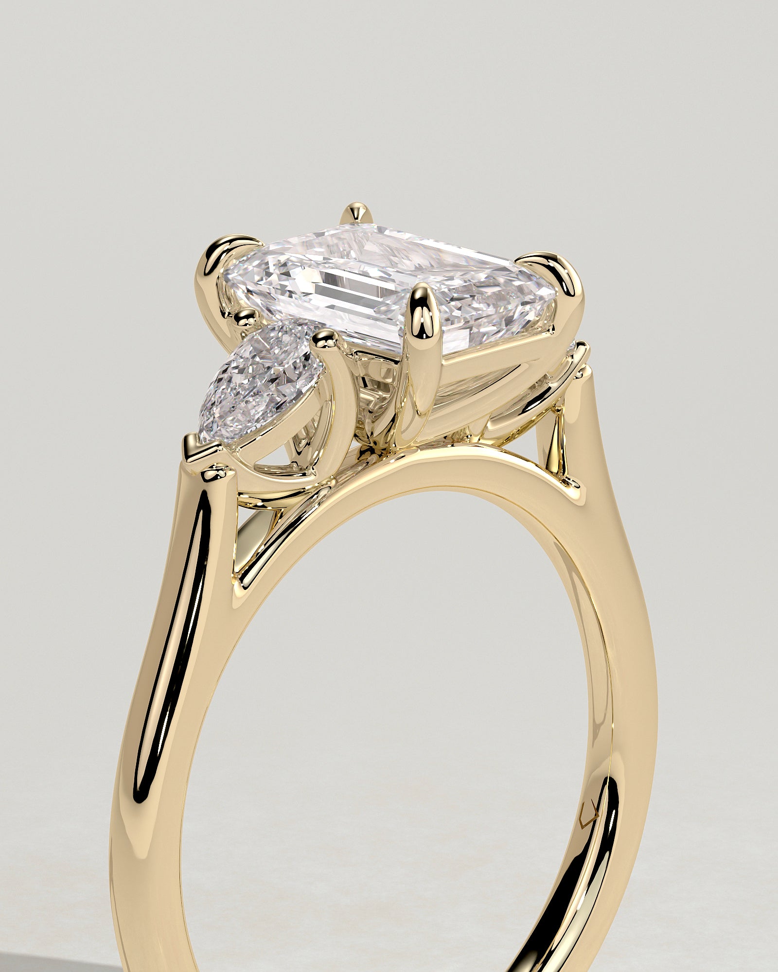 2.0CT Emerald Cut Lab Grown Diamond Three Stone Engagement Ring