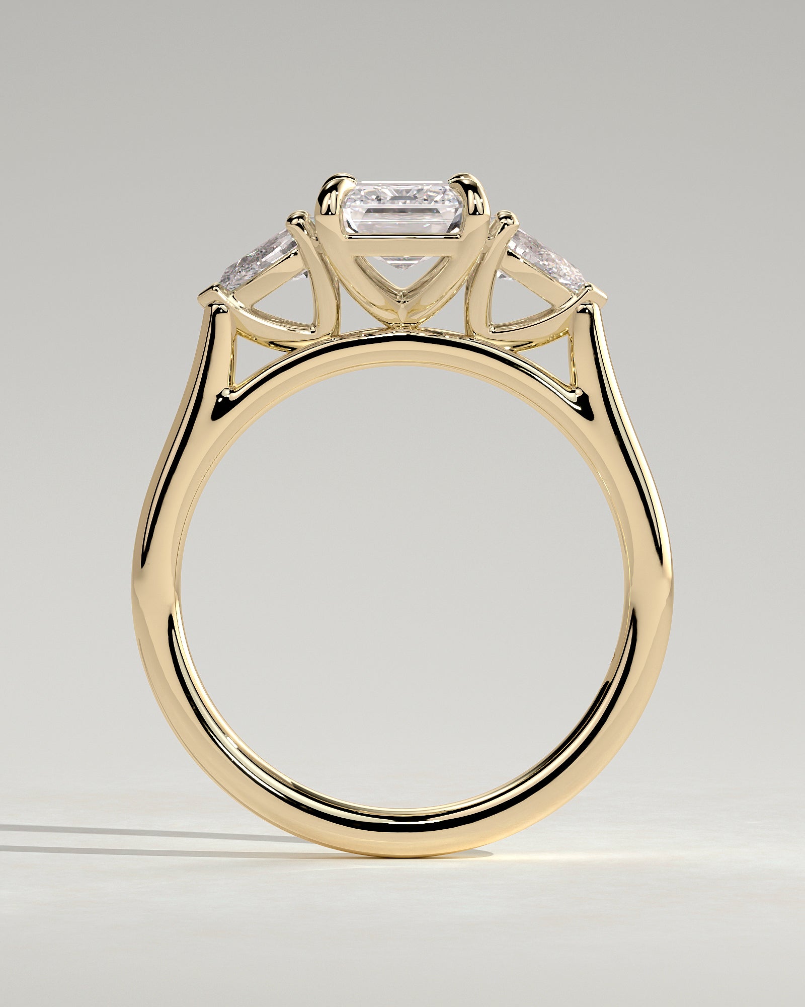 2.0CT Emerald Cut Lab Grown Diamond Three Stone Engagement Ring