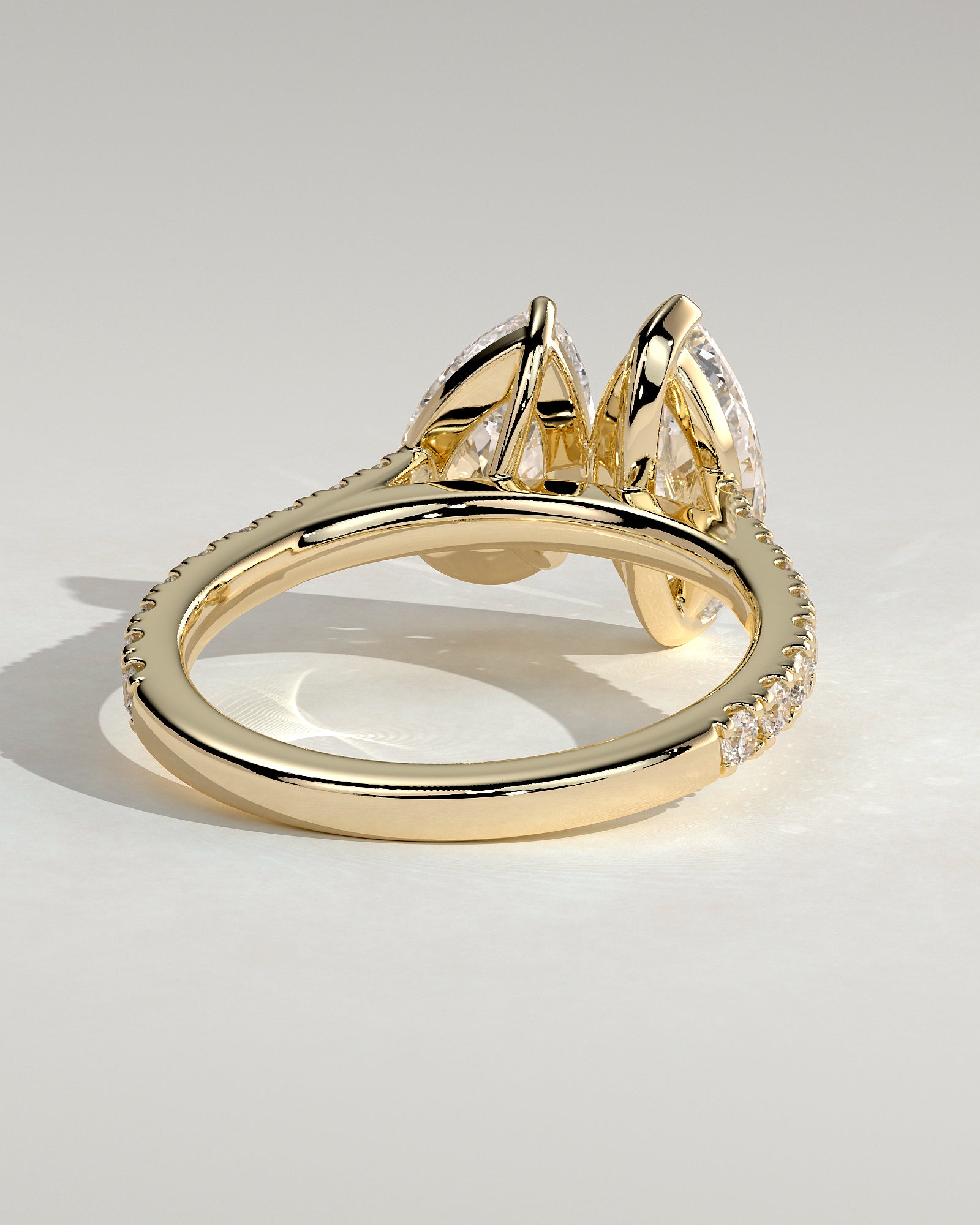 1.50CT Marquise & 1.80CT Pear Lab Grown Diamond Pave Band Toi et Moi Engagement Ring