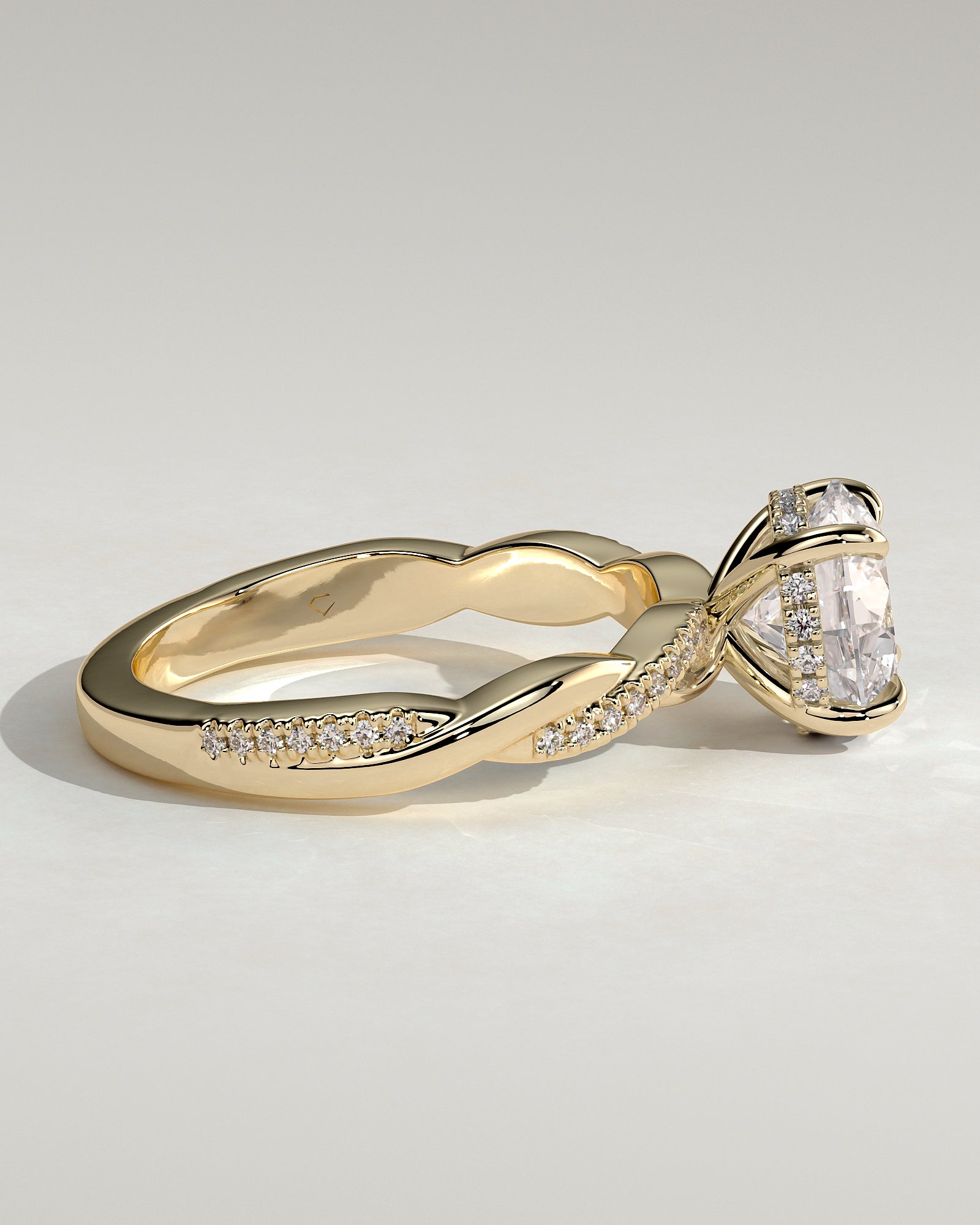 2.0CT Round Lab Grown Diamond Hidden Halo Twisted Pave Engagement Ring