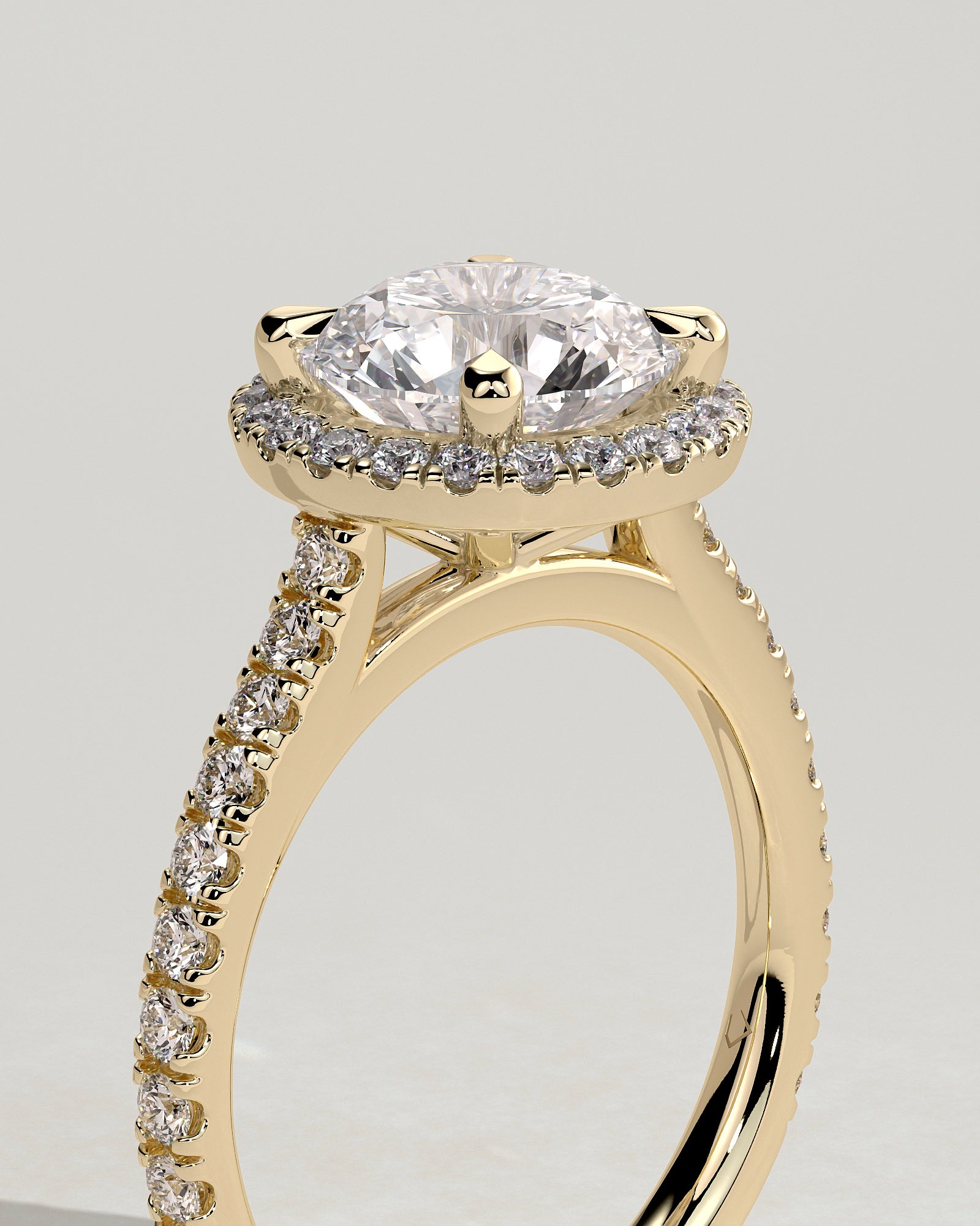 2.0CT Round Lab Grown Diamond Halo Cathedral Pave Engagement Ring