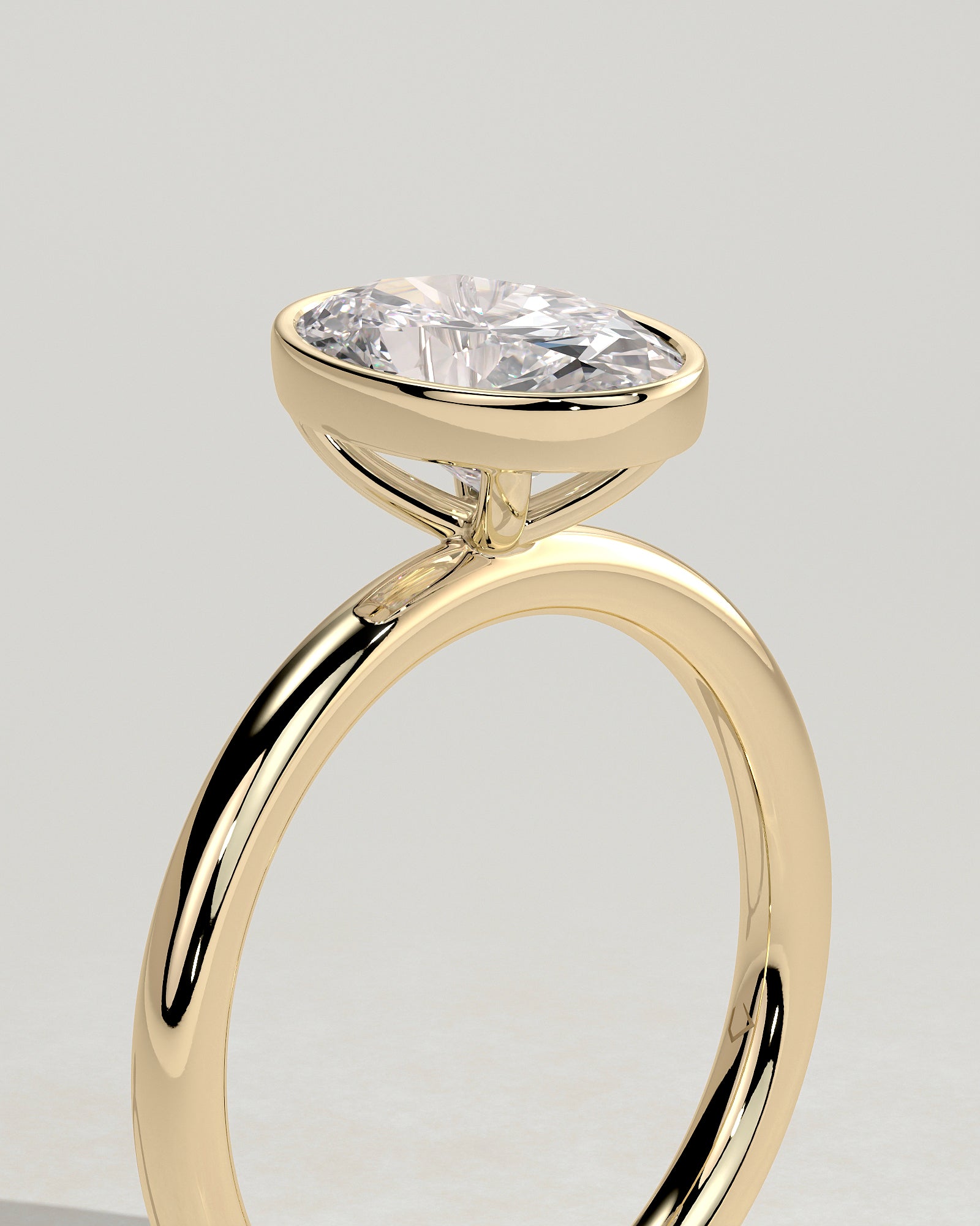 2.0CT Bezel Set Oval Lab Grown Diamond Solitaire Engagement Ring