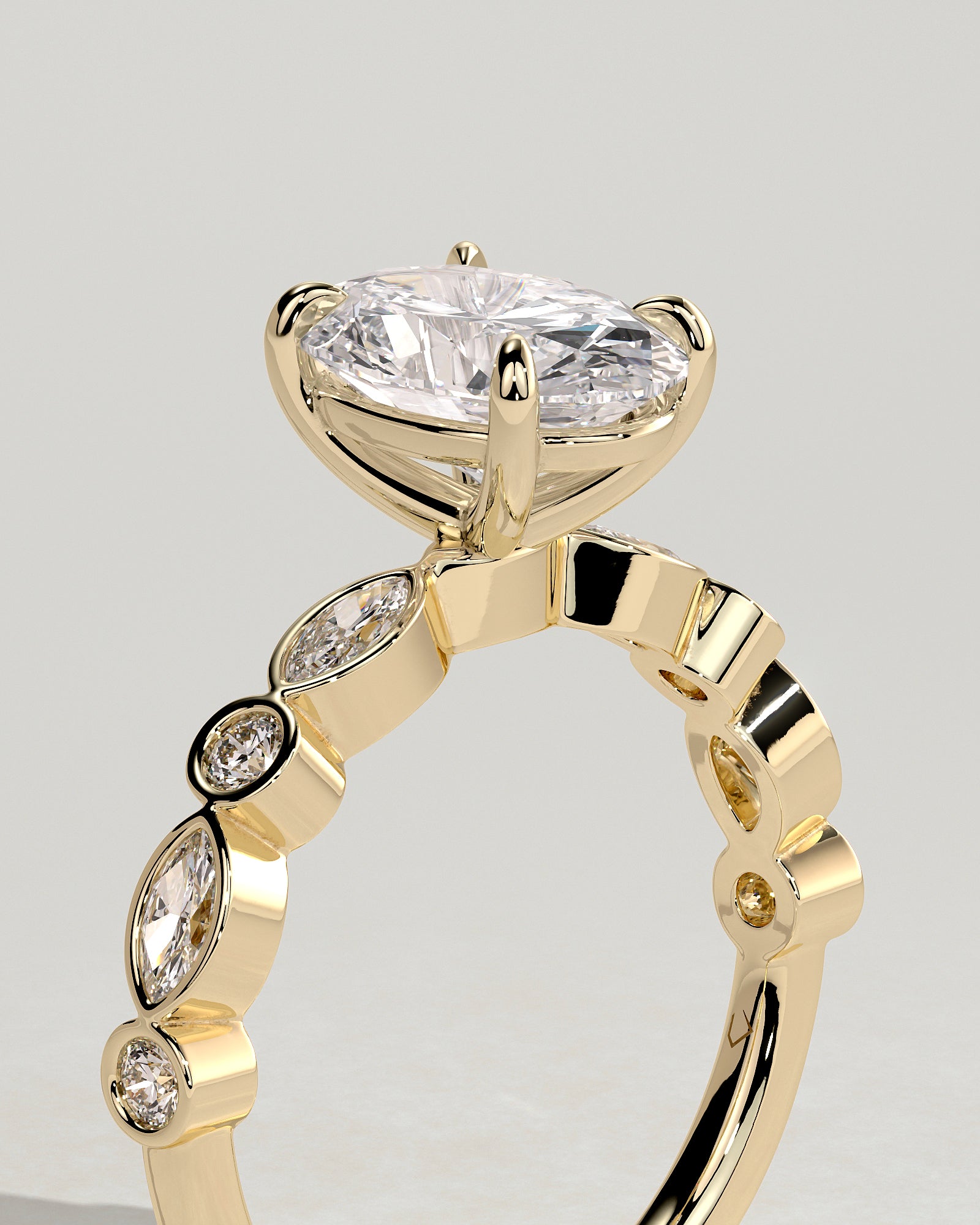 2.0CT Oval Lab Grown Diamond Bezel Pave Band Engagement Ring