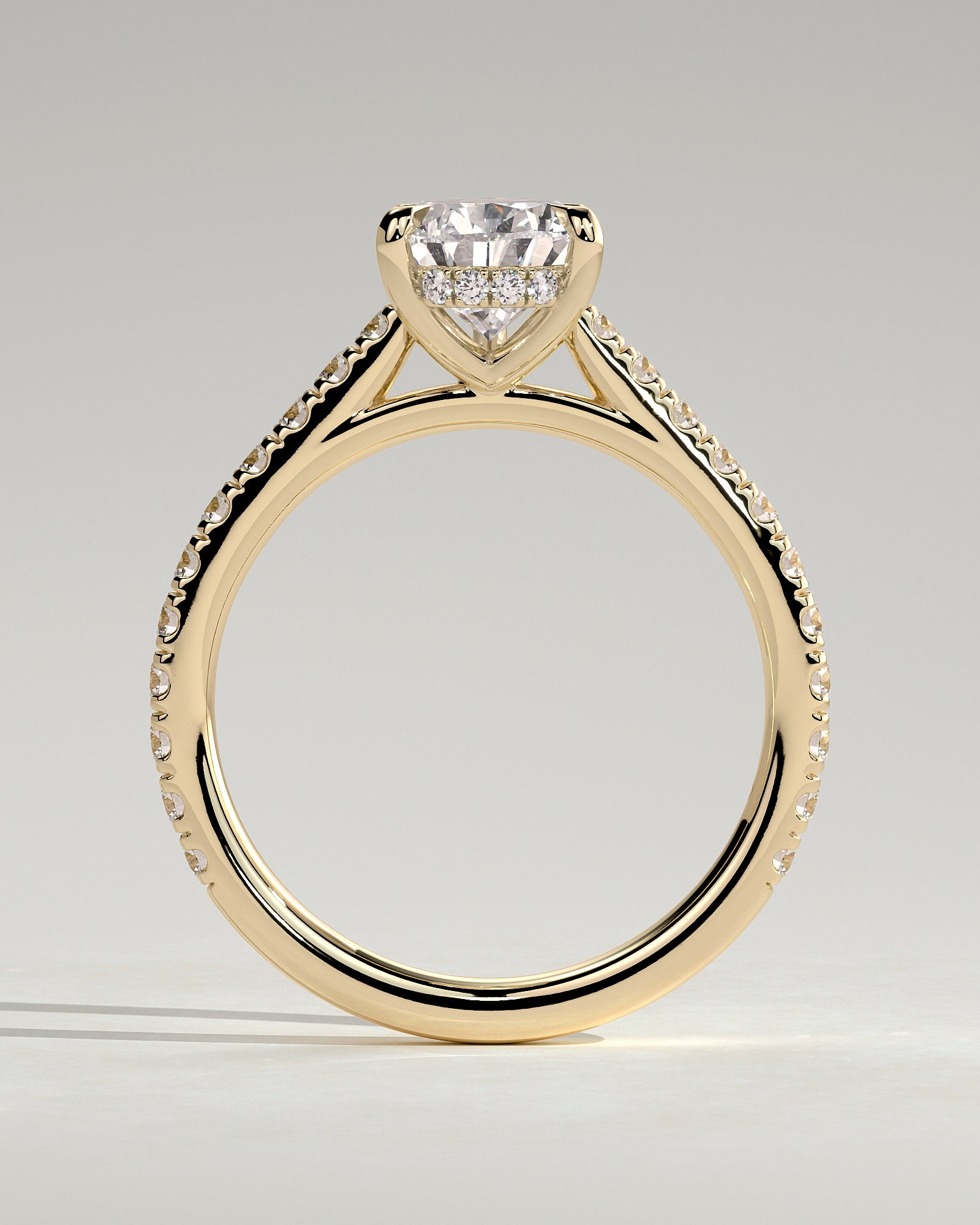 2.0CT Pear Lab Grown Diamond Hidden Halo Cathedral Pave Engagement Ring