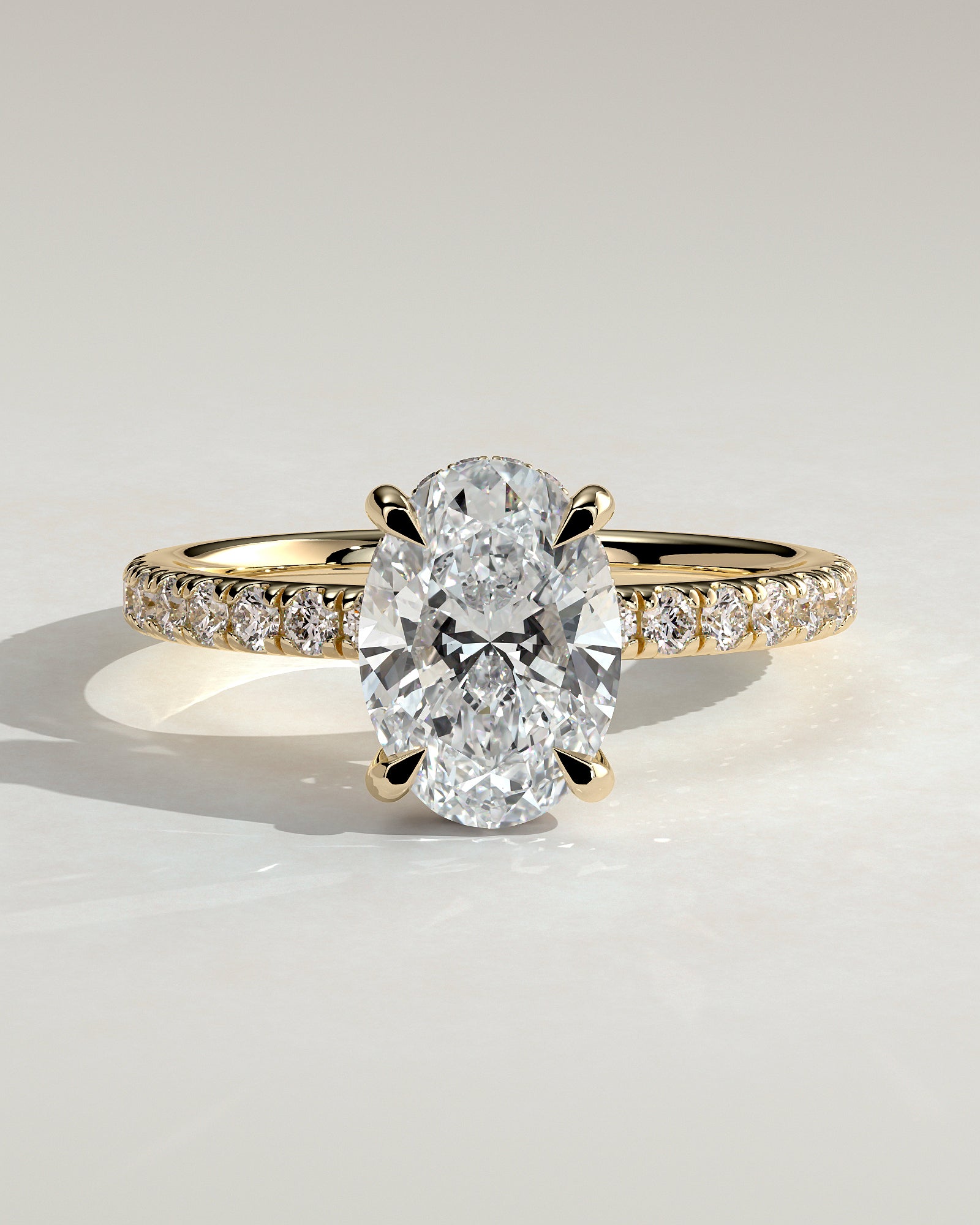 2.0CT Oval Lab Grown Diamond Hidden Halo Pave Engagement Ring