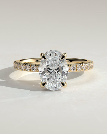 2.0CT Oval Lab Grown Diamond Hidden Halo Pave Engagement Ring