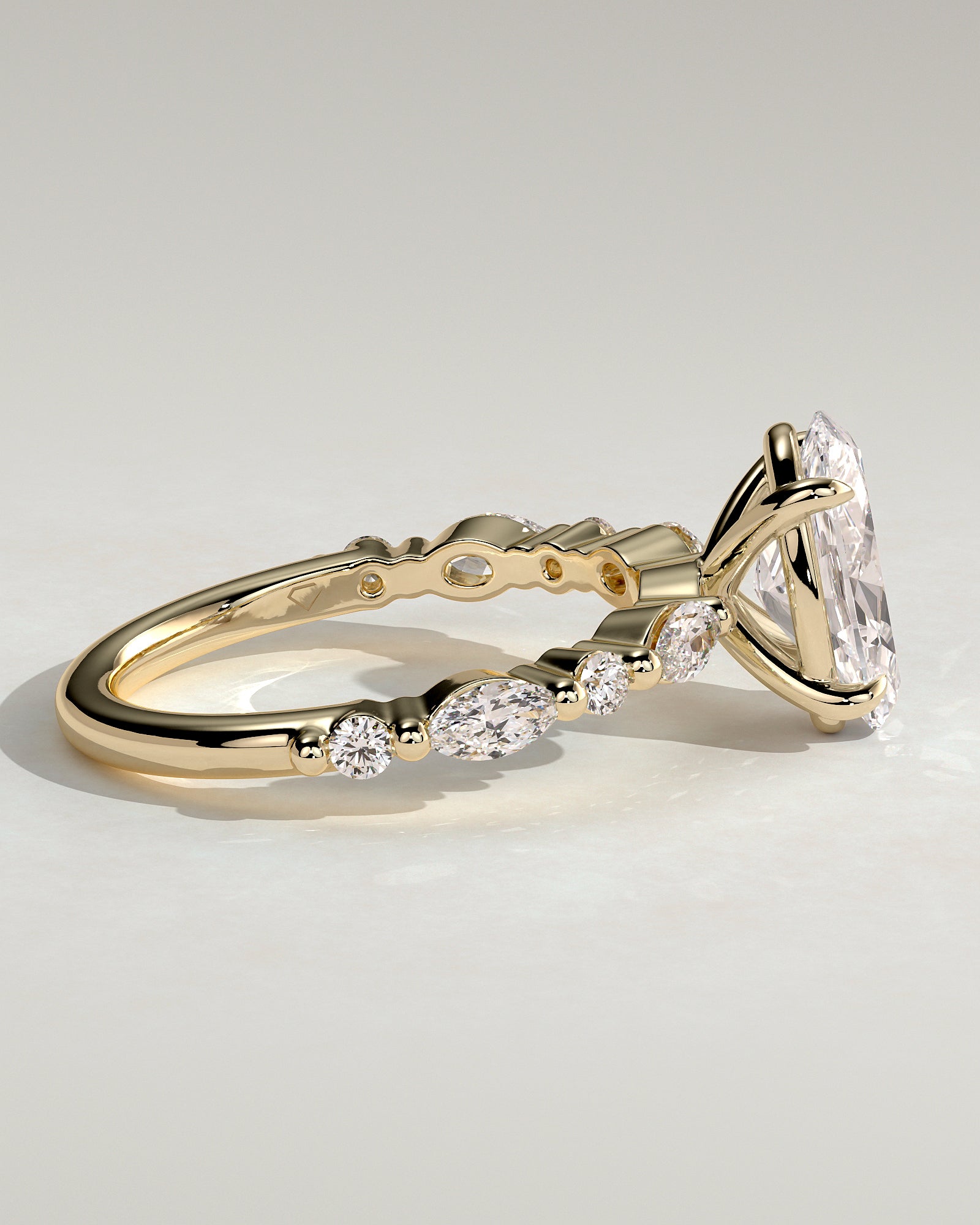 2.0CT Oval Lab Grown Diamond Floating Bubble Pave Engagement Ring