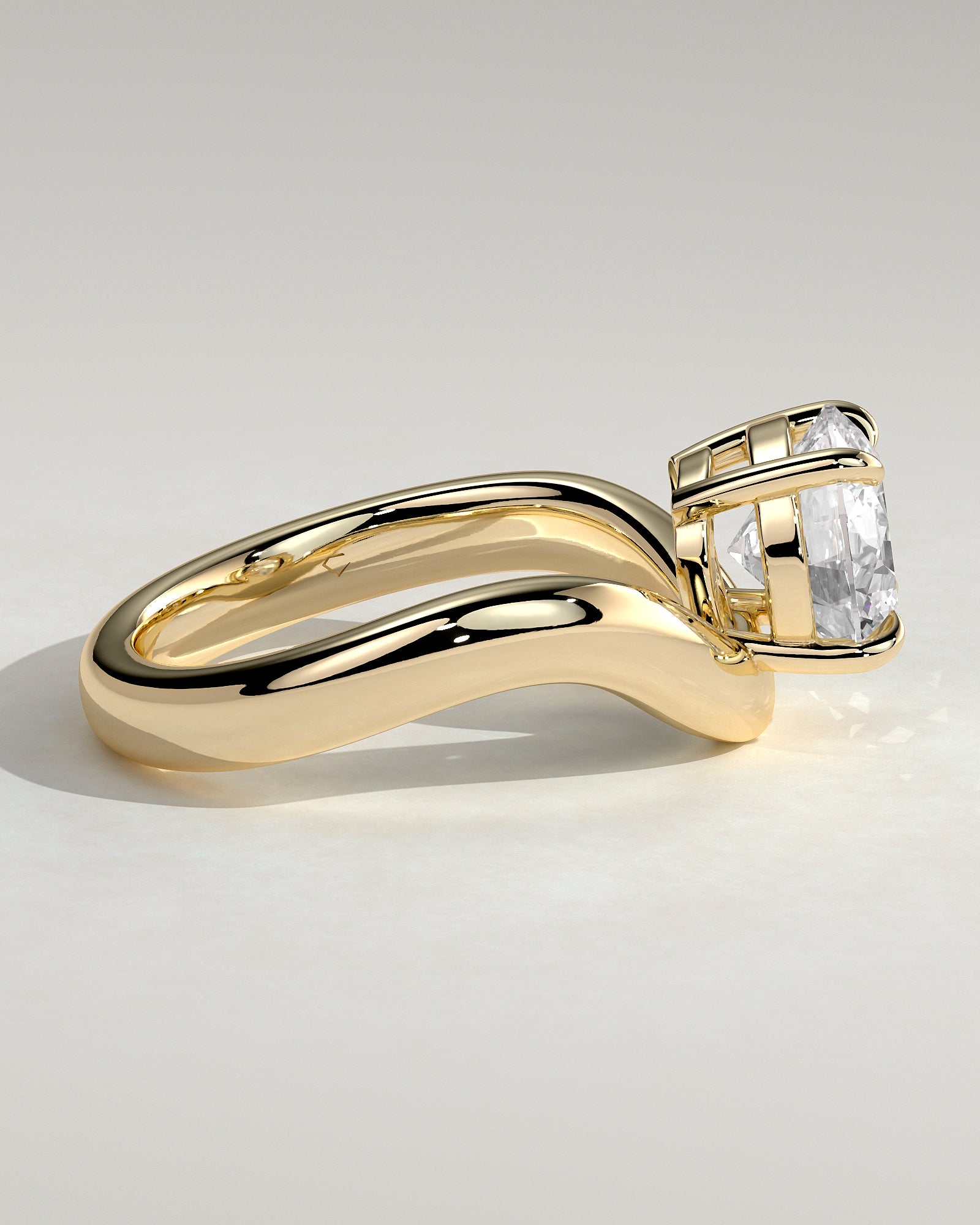 2.0CT Round Lab Grown Diamond Solitaire Wave Band Engagement Ring