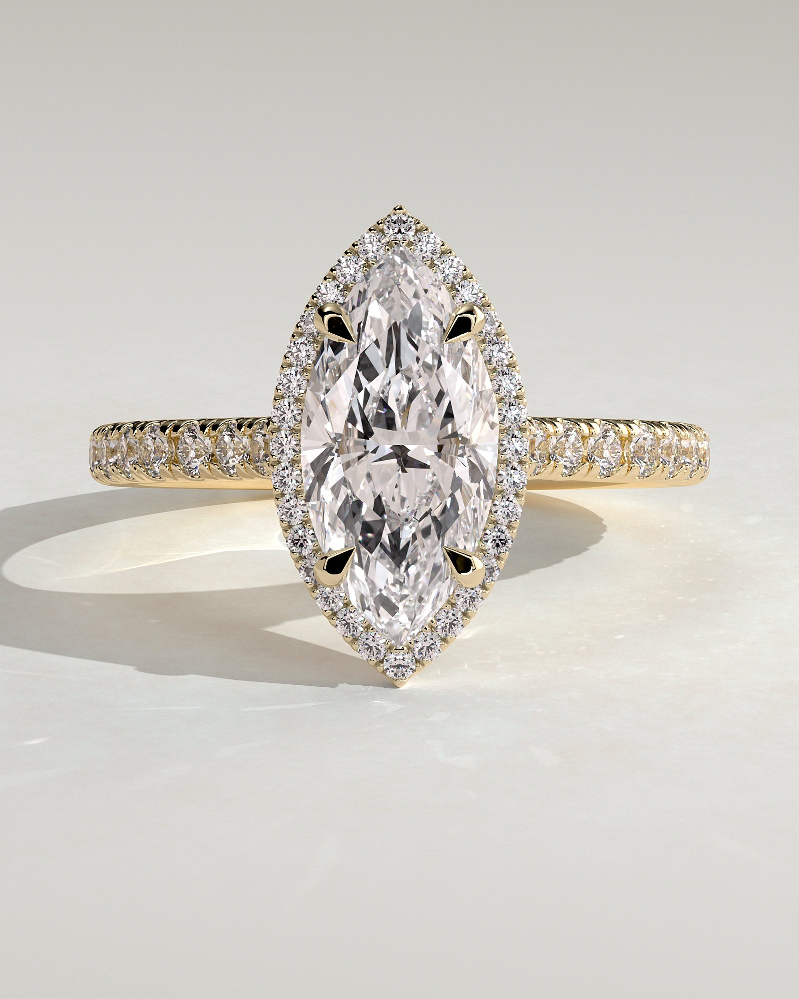 2.0CT Marquise Lab Grown Diamond Halo Cathedral Pave Engagement Ring
