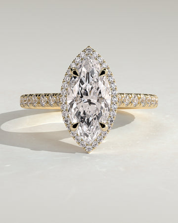2.0CT Marquise Lab Grown Diamond Halo Cathedral Pave Engagement Ring