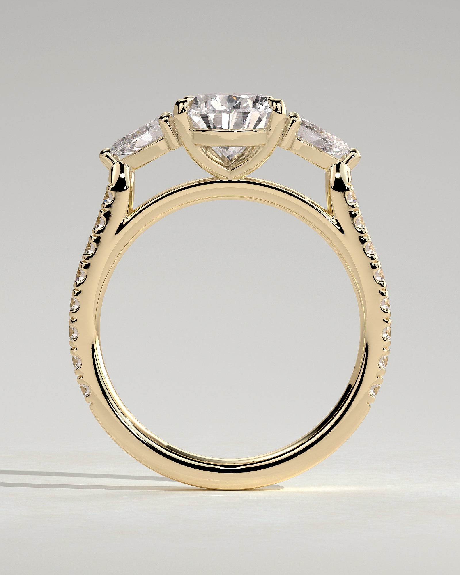 2.0CT Pear Cut Lab Grown Diamond Pave Three Stone Engagement Ring
