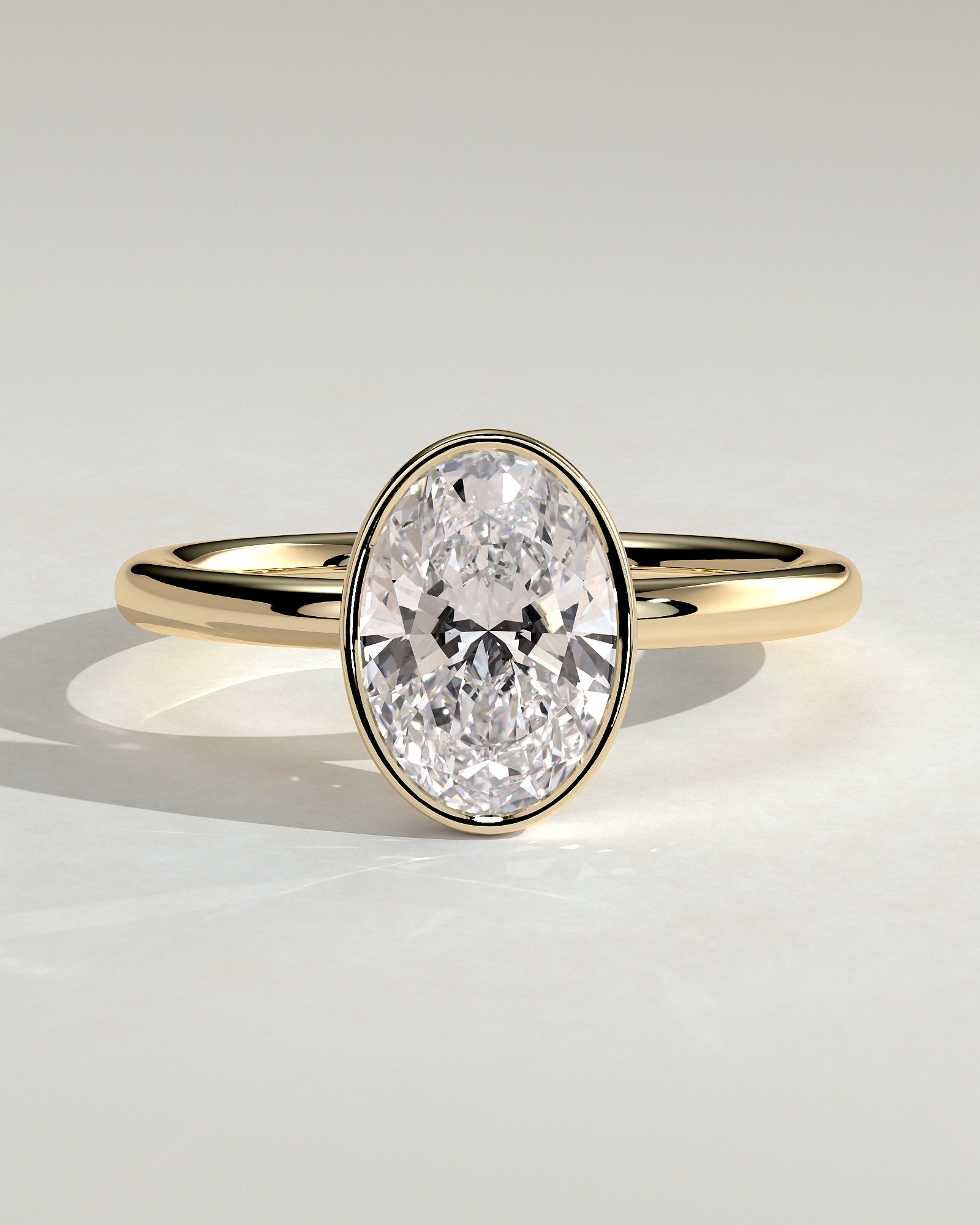 2.0CT Bezel Set Oval Lab Grown Diamond Solitaire Engagement Ring