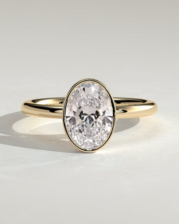 2.0CT Bezel Set Oval Lab Grown Diamond Solitaire Engagement Ring