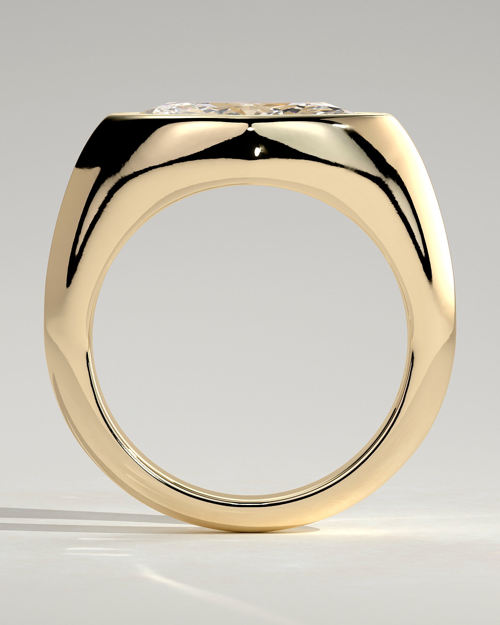 2.0CT Bezel Set East West Marquise Lab Grown Diamond Signet Band Engagement Ring