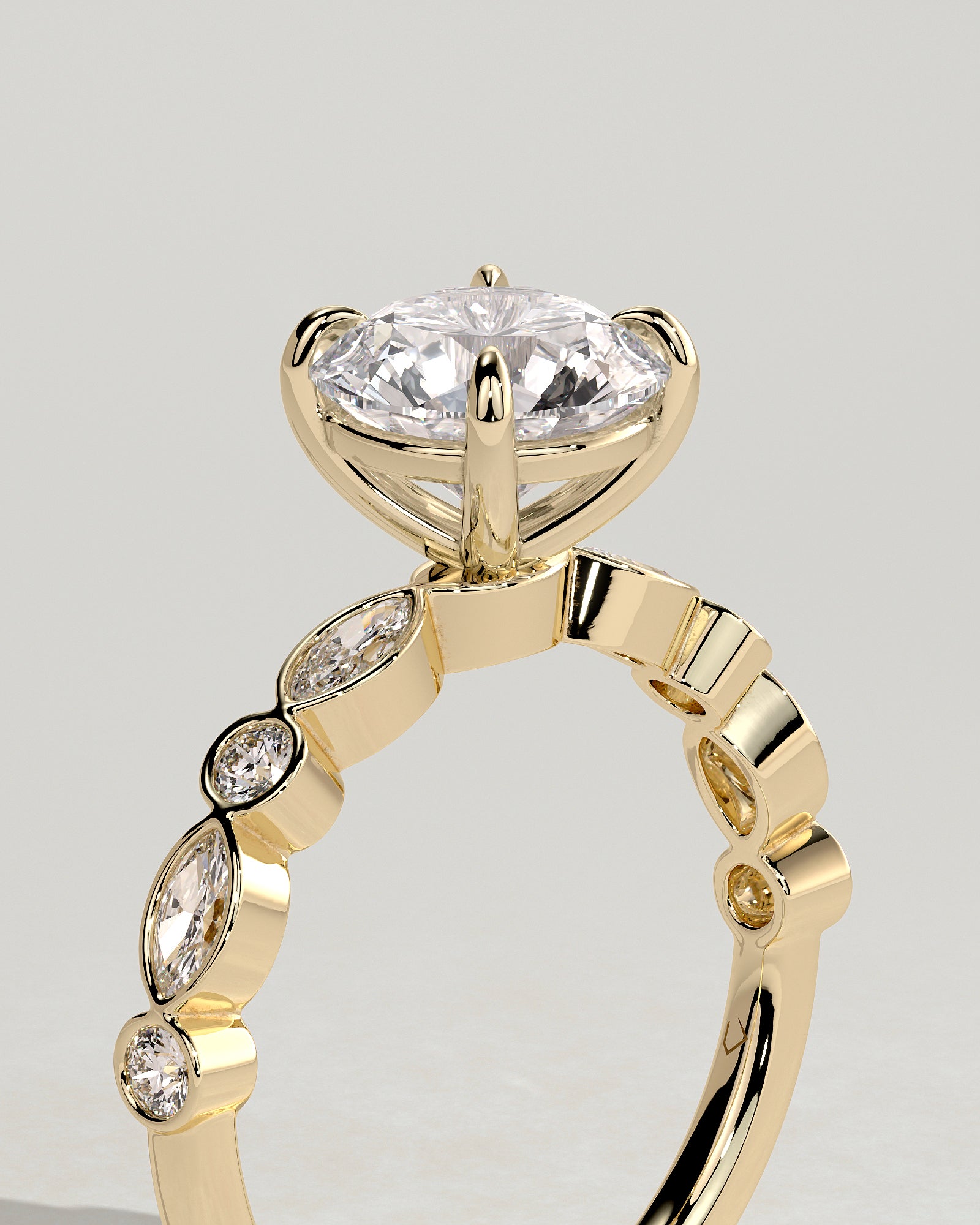 2.0CT Round Lab Grown Diamond Bezel Pave Band Engagement Ring