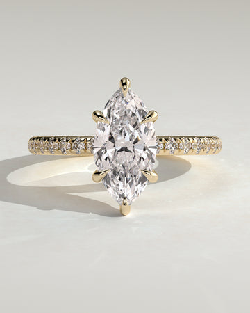 2.0CT  Marquise Lab Grown Diamond Hidden Halo Pave Engagement Ring