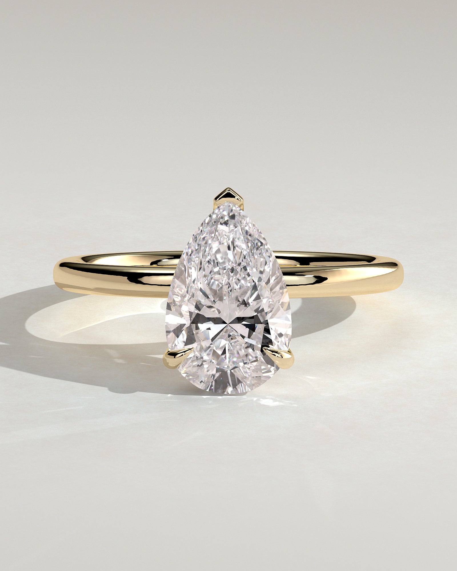 2.0CT Pear Lab Grown Diamond 3 Claw Prongs Solitaire Engagement Ring