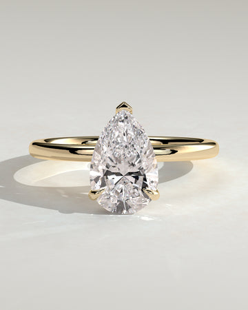2.0CT Pear Lab Grown Diamond 3 Claw Prongs Solitaire Engagement Ring