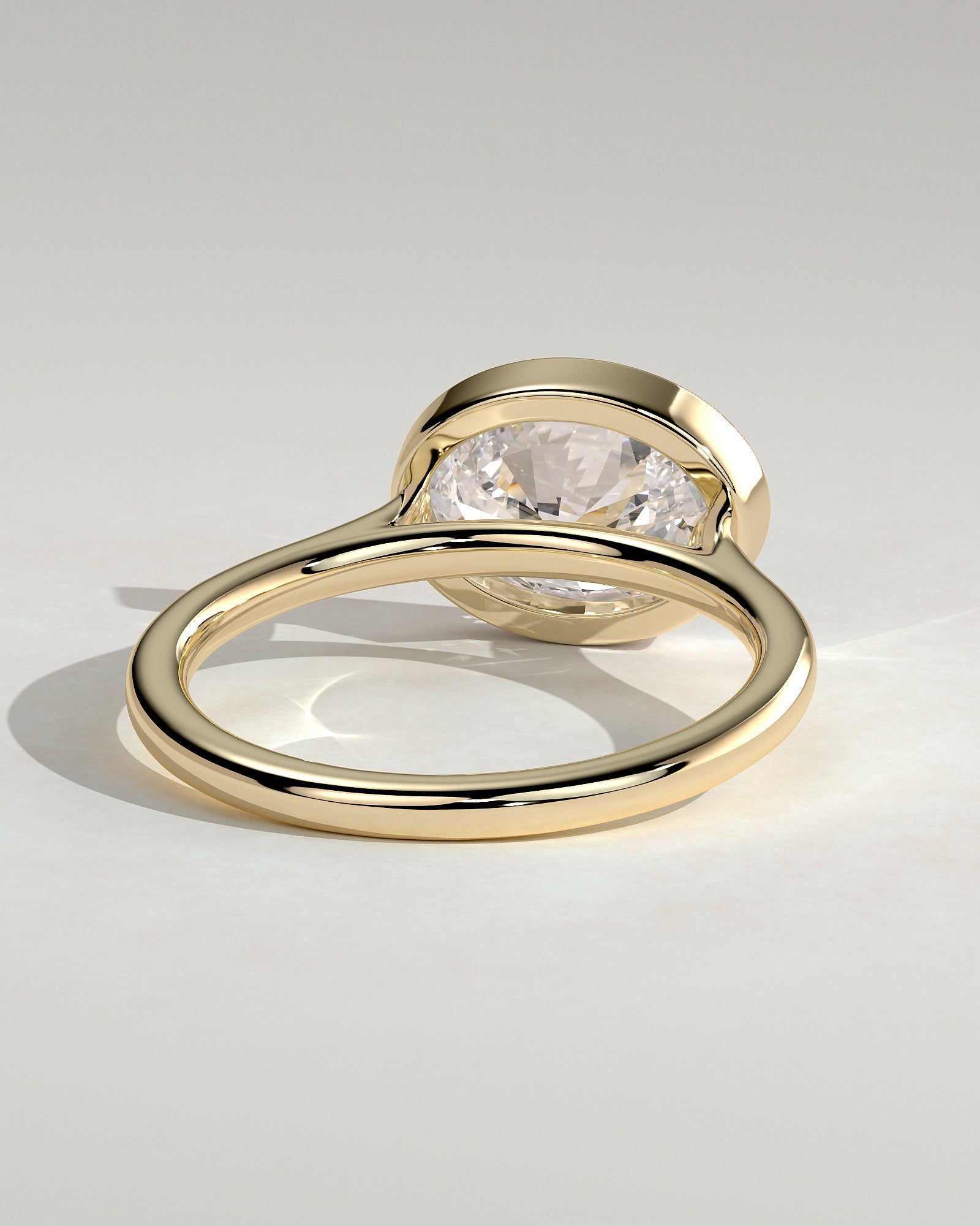 2.0CT East West Oval Lab Grown Diamond Bezel Cathedral Engagement Ring
