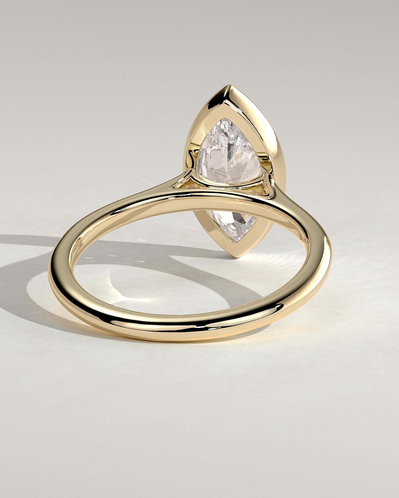 2.0CT Bezel Set Marquise Lab Grown Diamond Solitaire Cathedral Engagement Ring