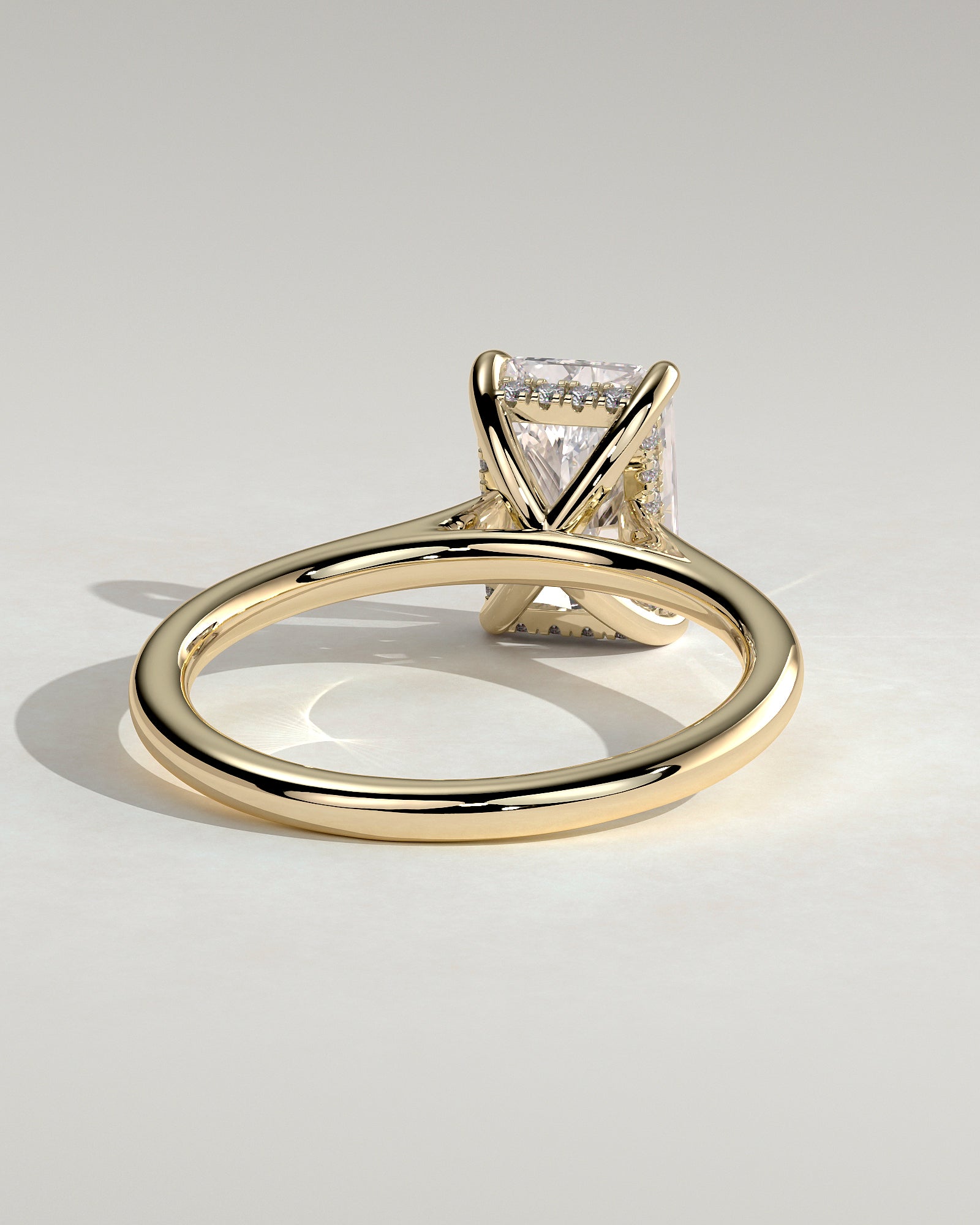 2.0CT Radiant Lab Grown Diamond Hidden Halo Cathedral Engagement Ring