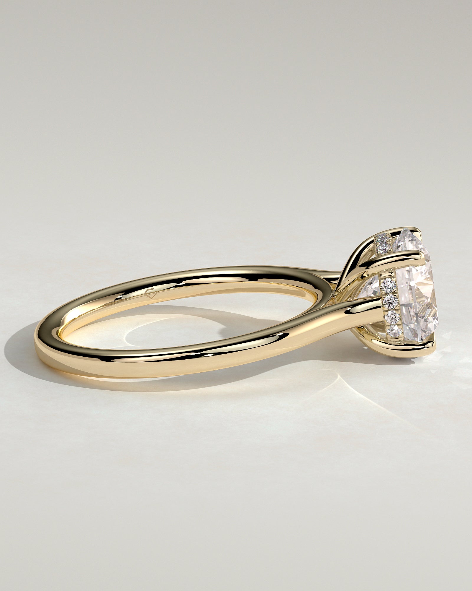 2.0CT Round Lab Grown Diamond Hidden Halo Cathedral Engagement Ring