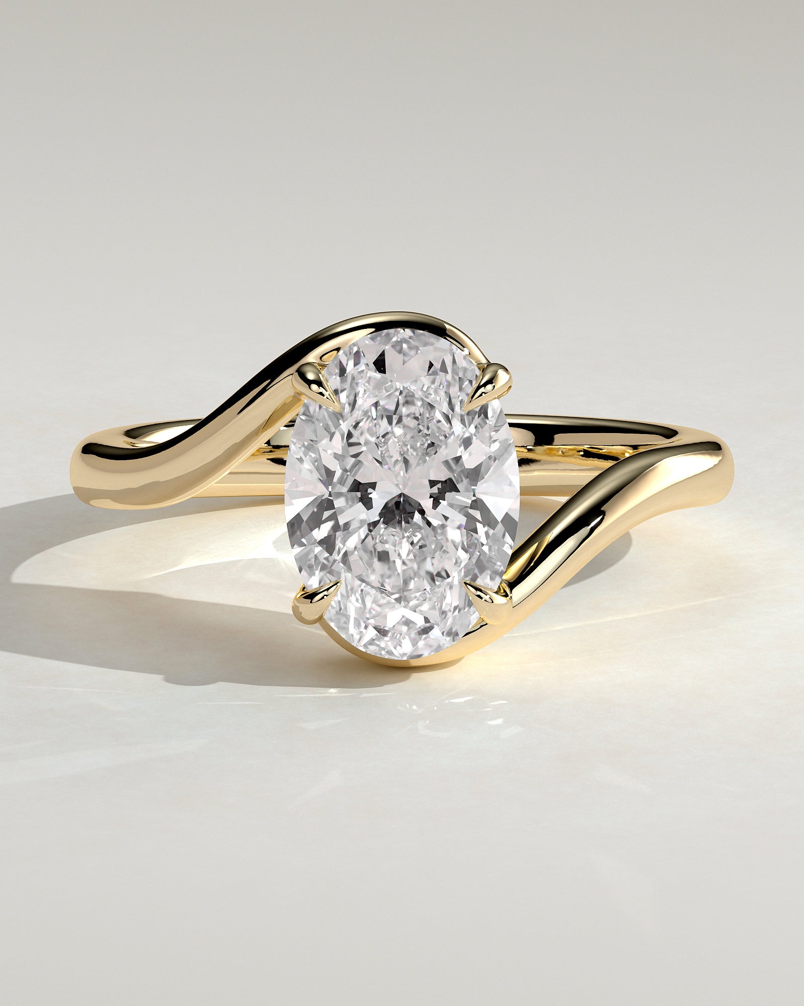 2.0CT Oval Lab Grown Diamond Solitaire Bypass Engagement Ring