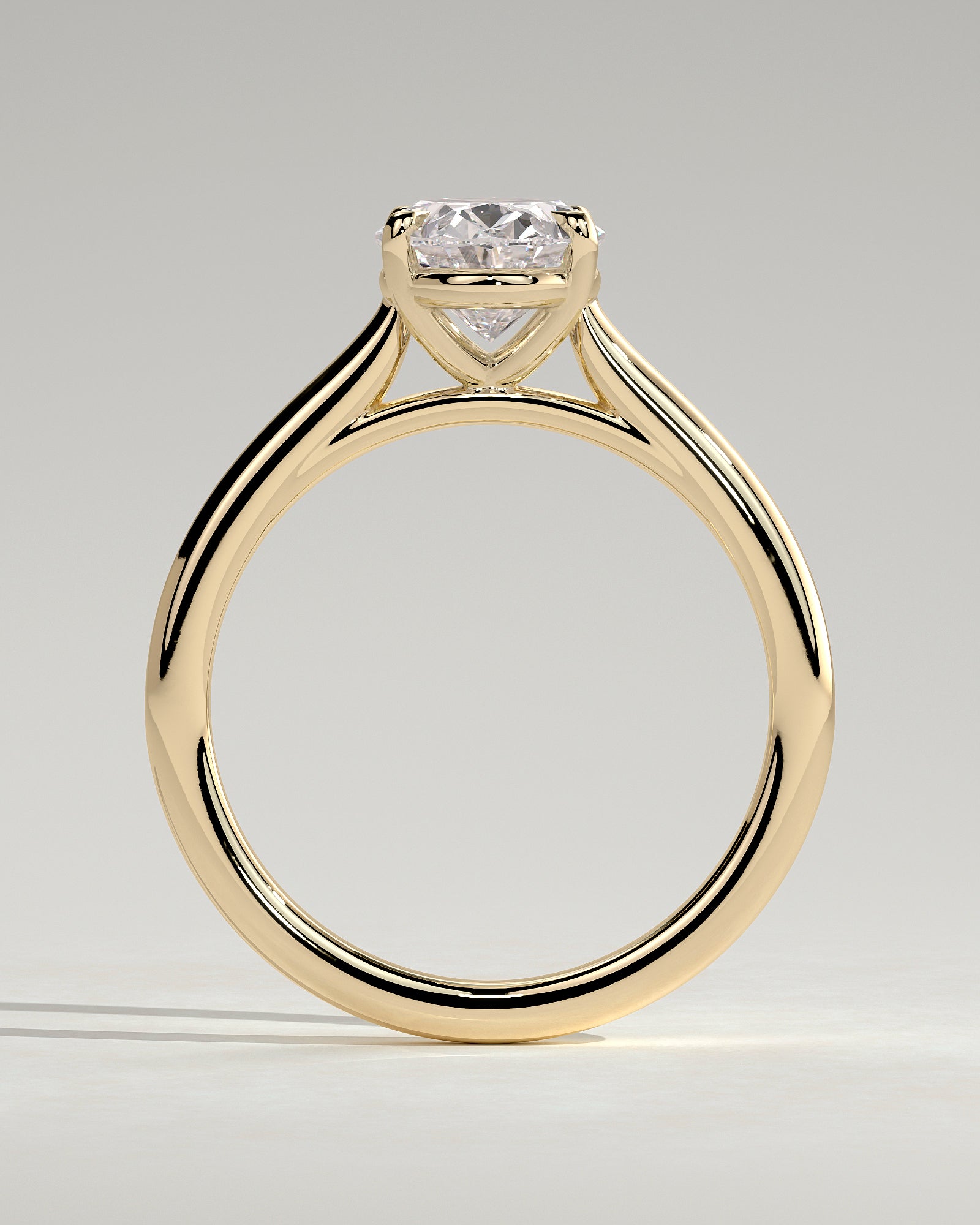 2.0CT Oval Lab Grown Diamond Cathedral Engagement Ring