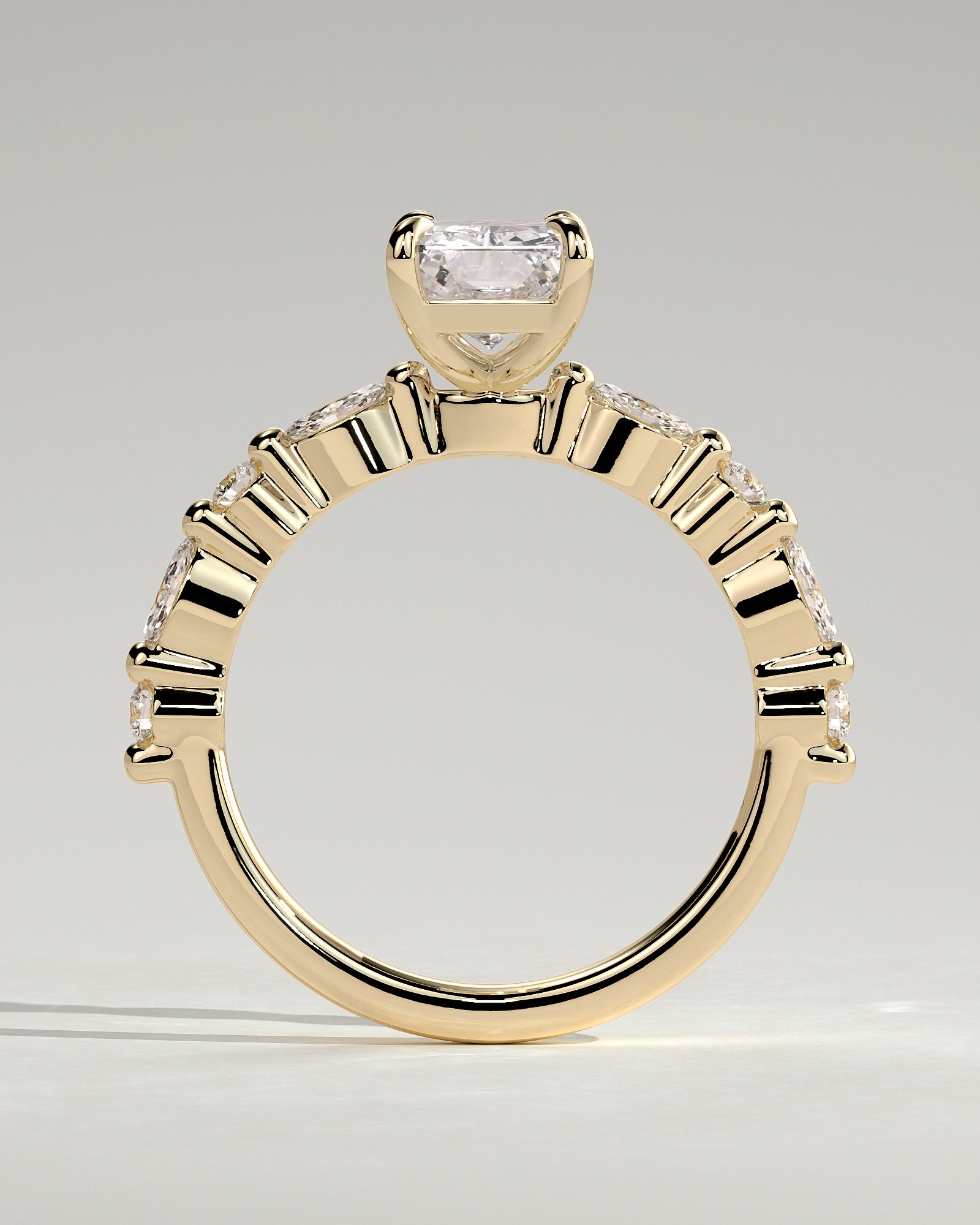 2.0CT Radiant Lab Grown Diamond Floating Bubble Pave Engagement Ring