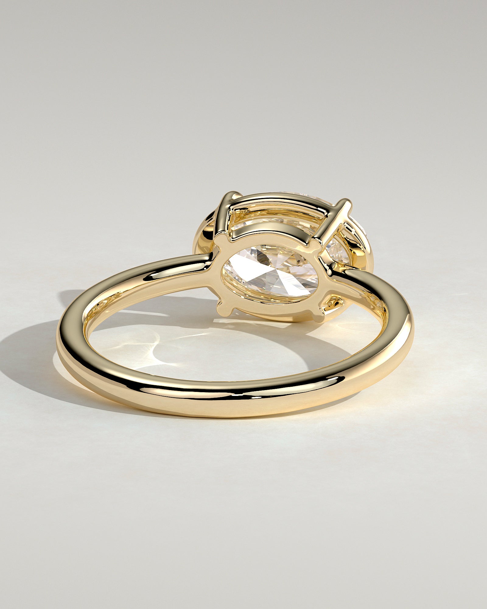 2.0CT East West Oval Lab Grown Diamond Solitaire Frame Bezel Engagement Ring