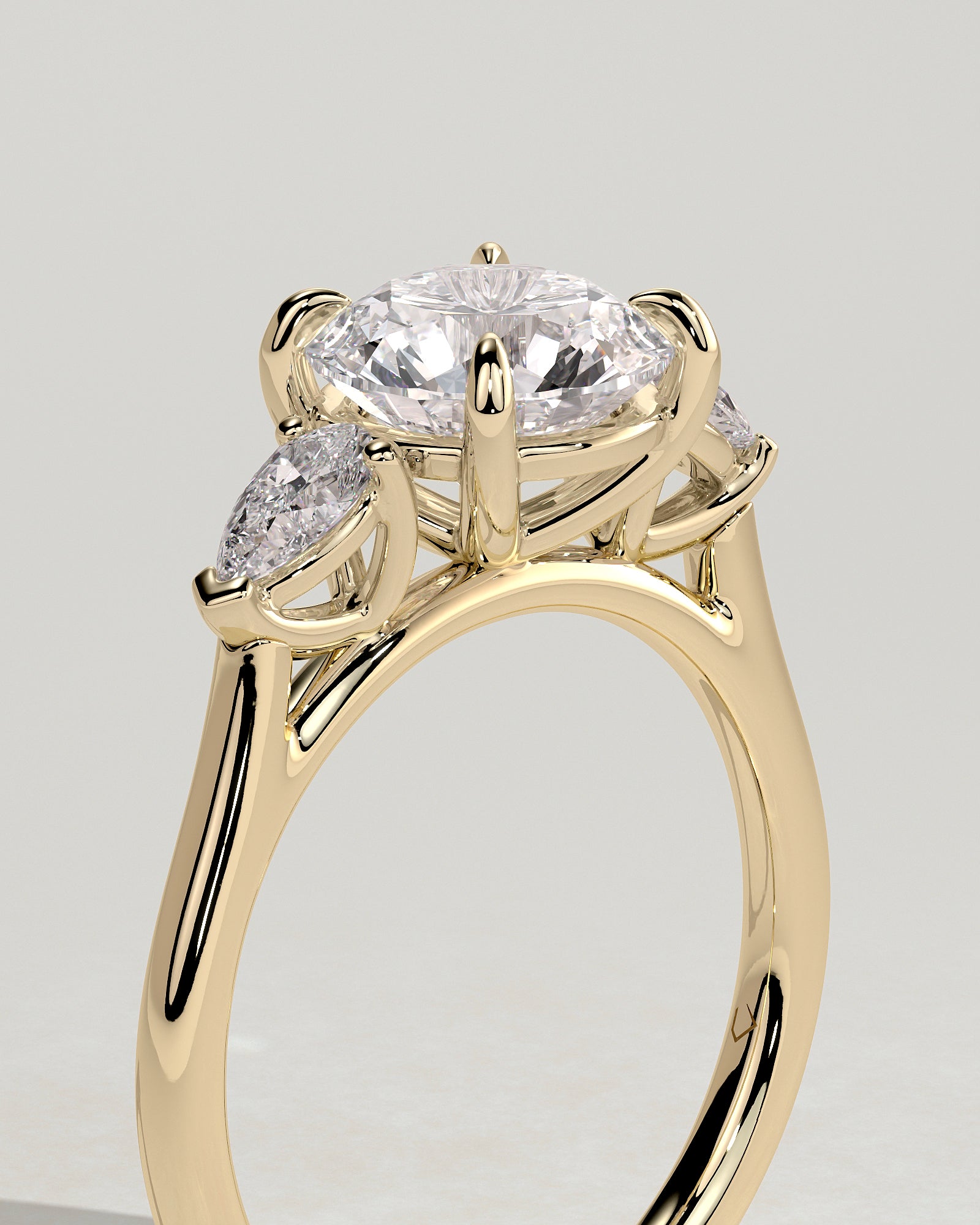 2.0CT Round Cut Lab Grown Diamond Three Stone Engagement Ring